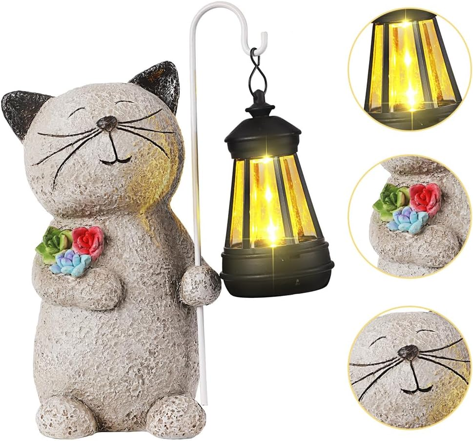 Cat Solar Lights,Courtyard Decoration Night Light,Garden Ornaments Outdoor with Solar Lantern,Sculpture Decor,For Outdoor,Desktop Decor,Patio image number 3