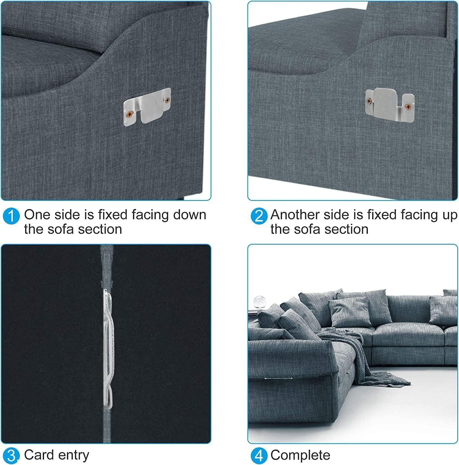 QYINXIU Large Size Sectional Sofa Connectors with Screws, Sectional Couch Connectors Furnitures for Small Sofa and Sectionals image number 6