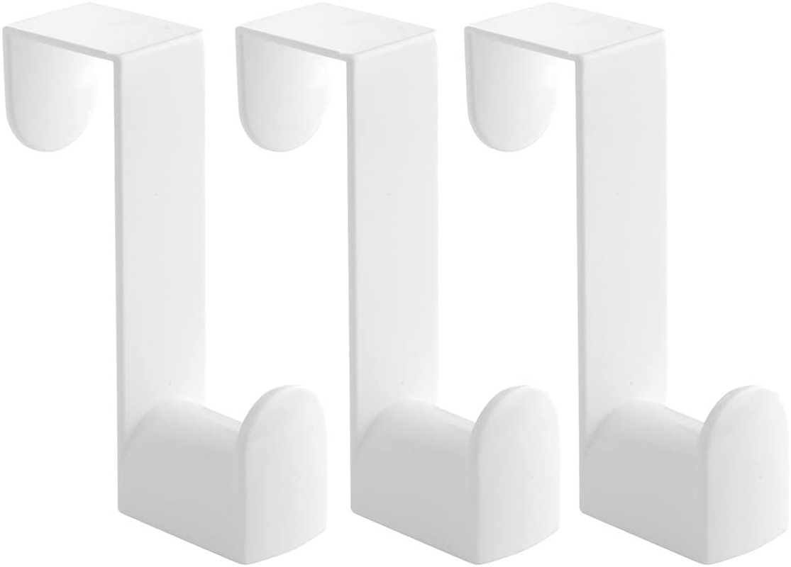 Interdesign over the Door Organizer Hooks for Coats, Hats, Robes, Towels - Set of 3, Double Hooks, White image number 3
