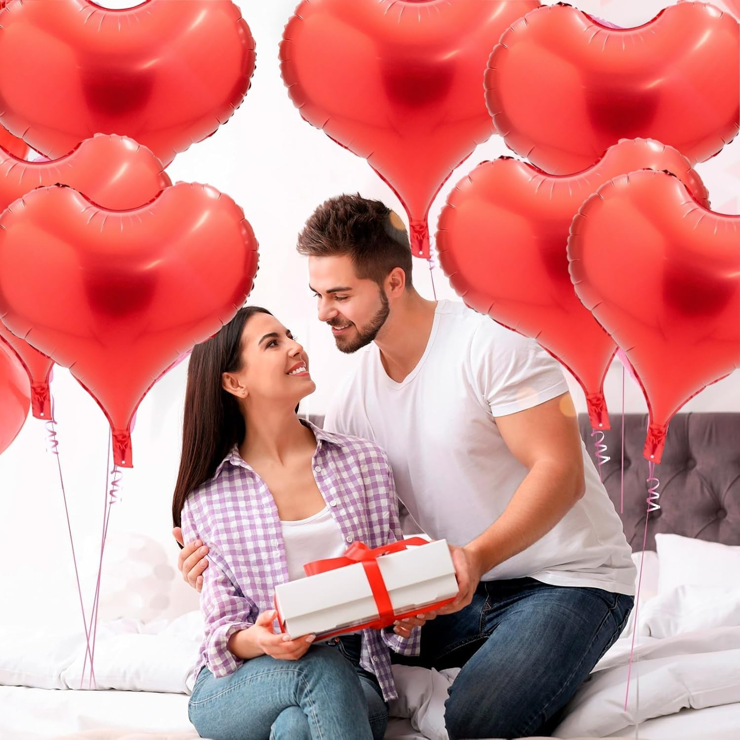 5Pcs 24 Inch Heart Foil Balloon for Valentine'S Day Decoration - Romantic Decor (Red) - Pearl Pink image number 3