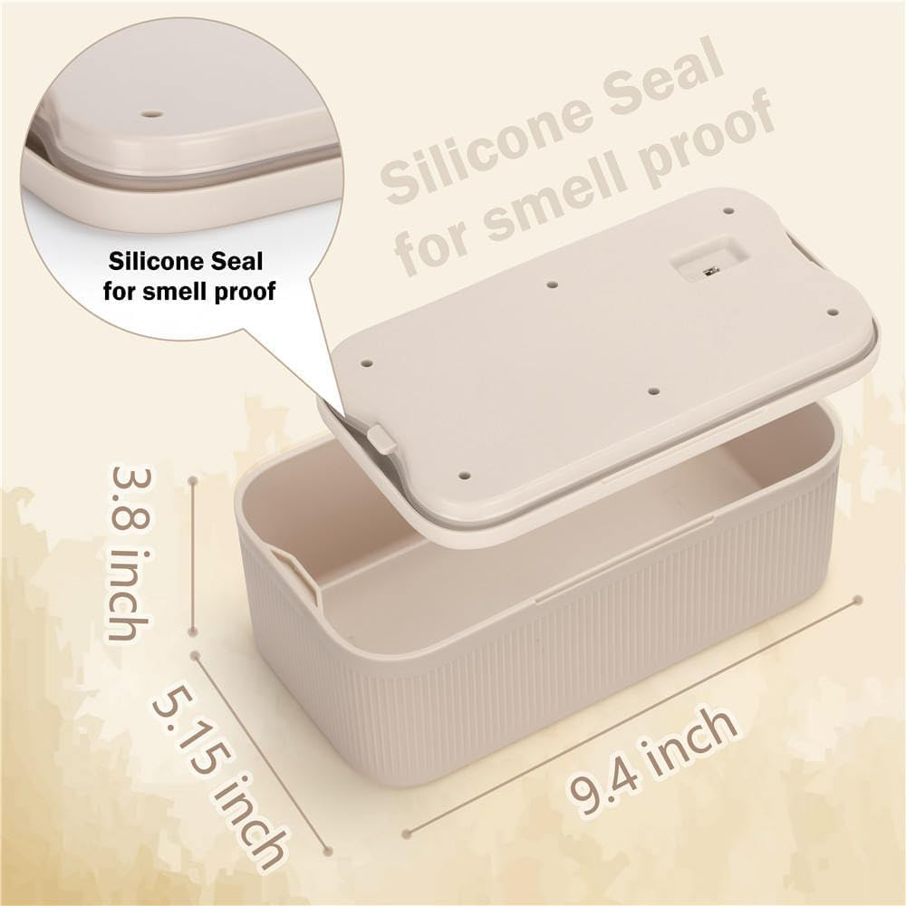Lockable Storage Box,Medicine Safe Case Container,Refrigerator Lockbox for Personal Private Items,Medicines,Food,Snacks,Locking Cell Phone Smart Device Jail,Small Lock Box for Office,Home (Cream) image number 5