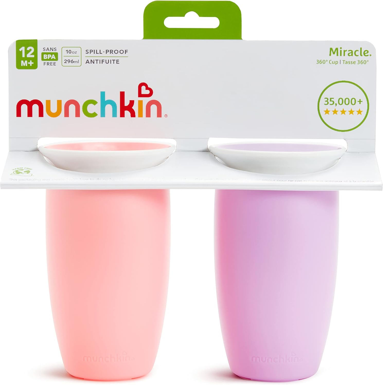Munchkin Miracle 360 Sippy Cup, Pink/Purple, 10 Ounce, 2 Count image number 4