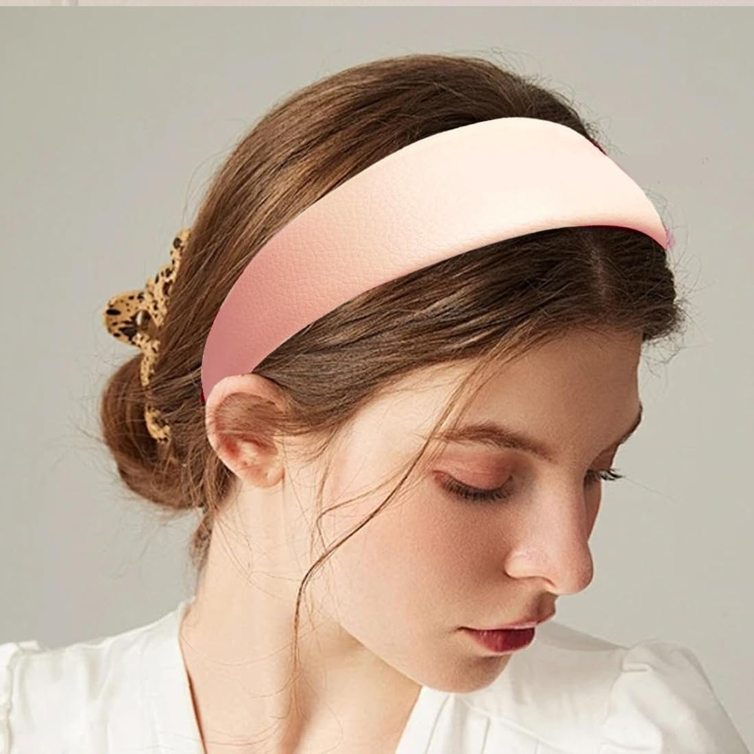 YUZNA Pink Women'S Wide Padded Headband Pink Hair Band as Hair Accessories for Dirndl Oktoberfest and Costumes image number 2