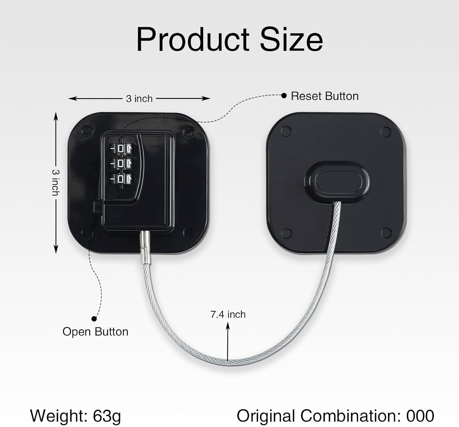 Resettable Code Fridge Lock for Kids,Adults, Heavy Duty Child Safety Locks for French Door Fridge, Cabinet, Pantry, Easy Install No Keys Needed (Black, 4 Pcs) image number 6