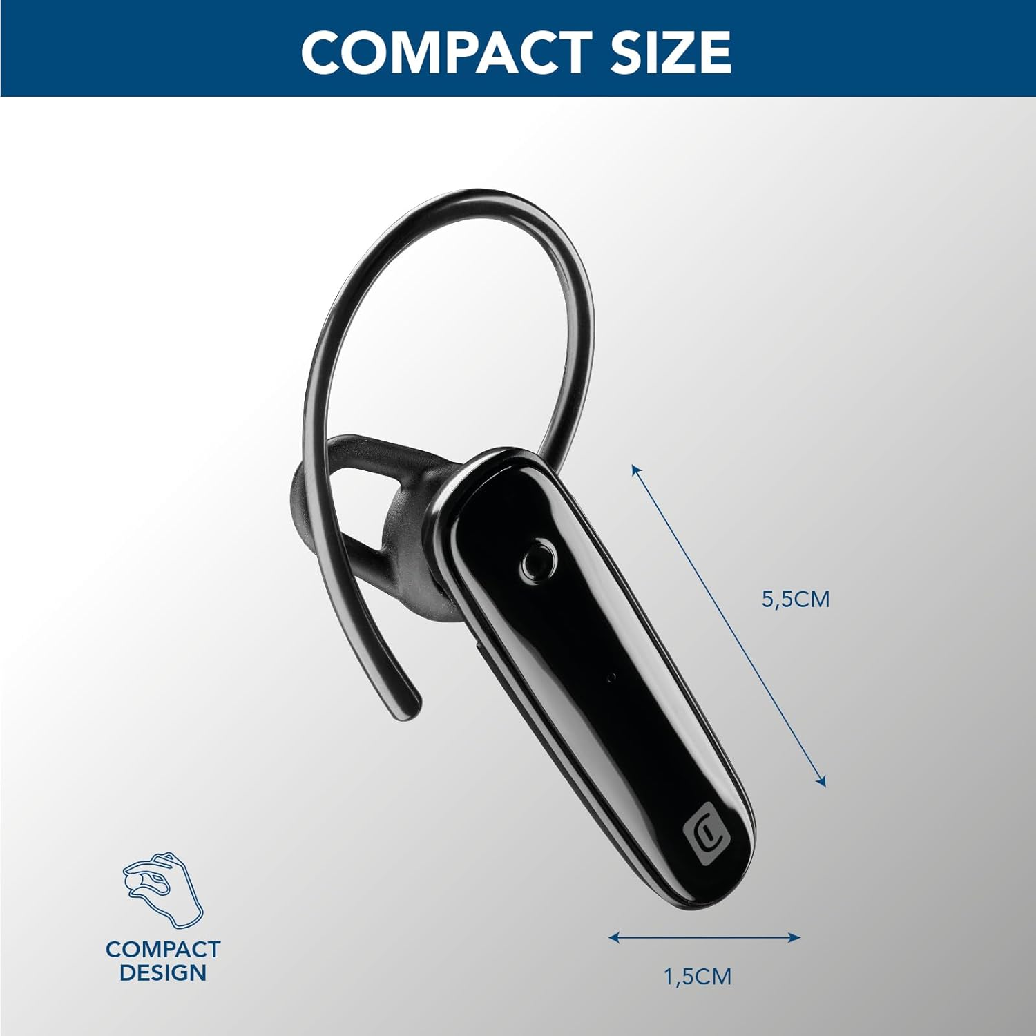 Cellularline | Score | Ergonomic Mono Bluetooth&reg; Headset with Detachable Headband - Playtime: 4 Hours - Black image number 3