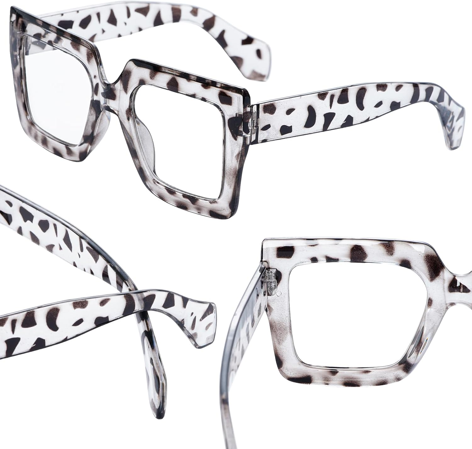 Hoyuwak Oversized Square Blue Light Glasses Big Frame Computer Eyewear Thick Fashion Clear Glasses for Women Fashion