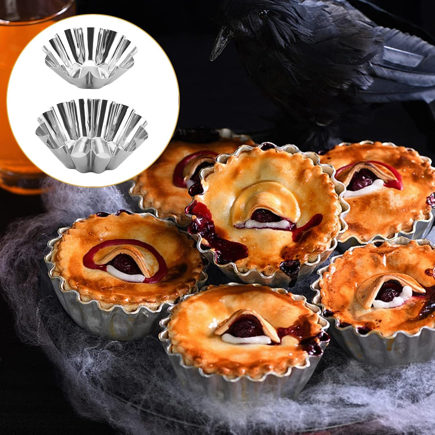 Lyfengdeam 12 Pcs Egg Tart - Aluminum Lined Mould Tin Baking Tool Cupcake Cake Cookie Molds Baking Cups Stainless Steel Tart Pans Mini Tart Mold Aluminum Molds for Baking Cookie (Bigger) image number 2