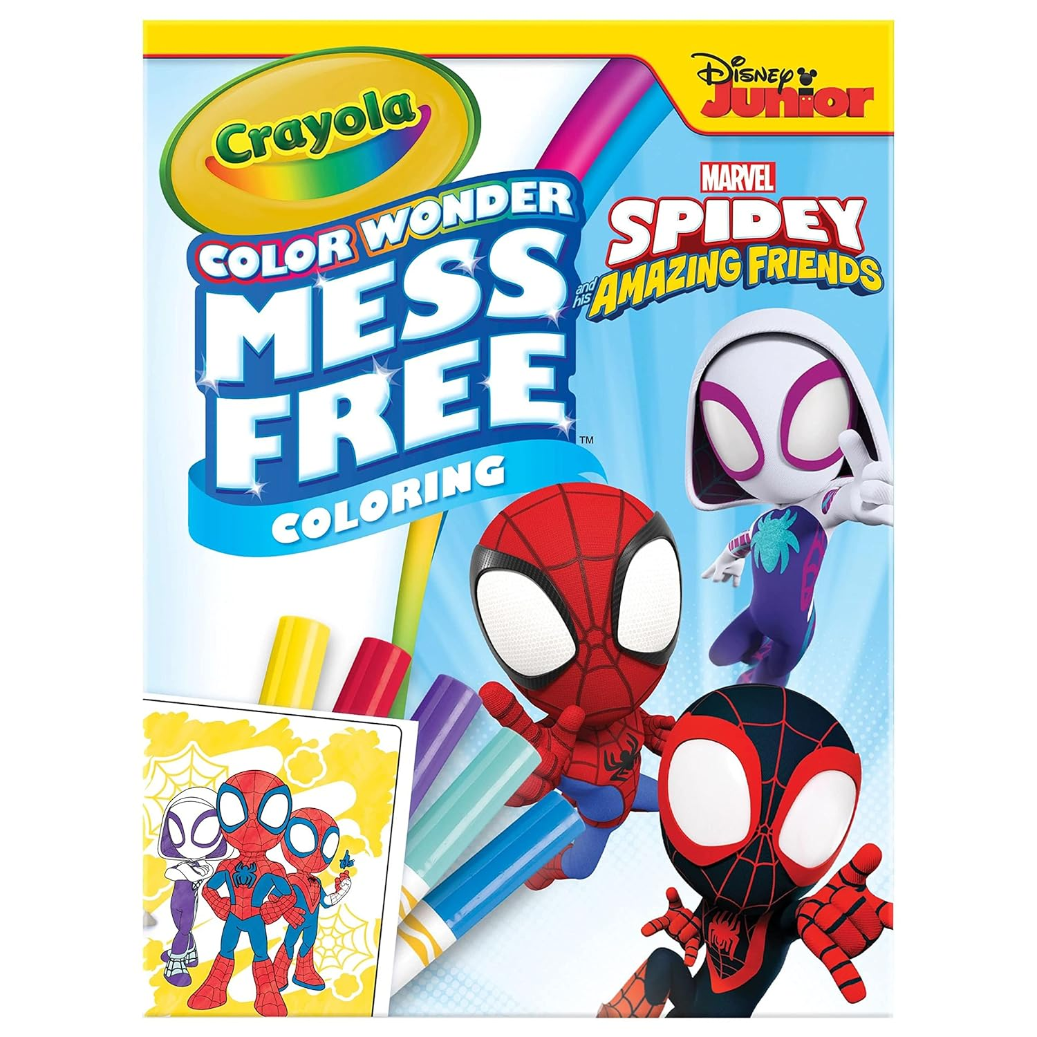 Crayola Color Wonder Marvel Spidey, Mess Free, Magic Reveal Coloring, Includes 18 Pages of Marvel'S Spidey and His Amazing Friends and 5 Special Markers, Won'T Colour on Skin or Fabric image number 5