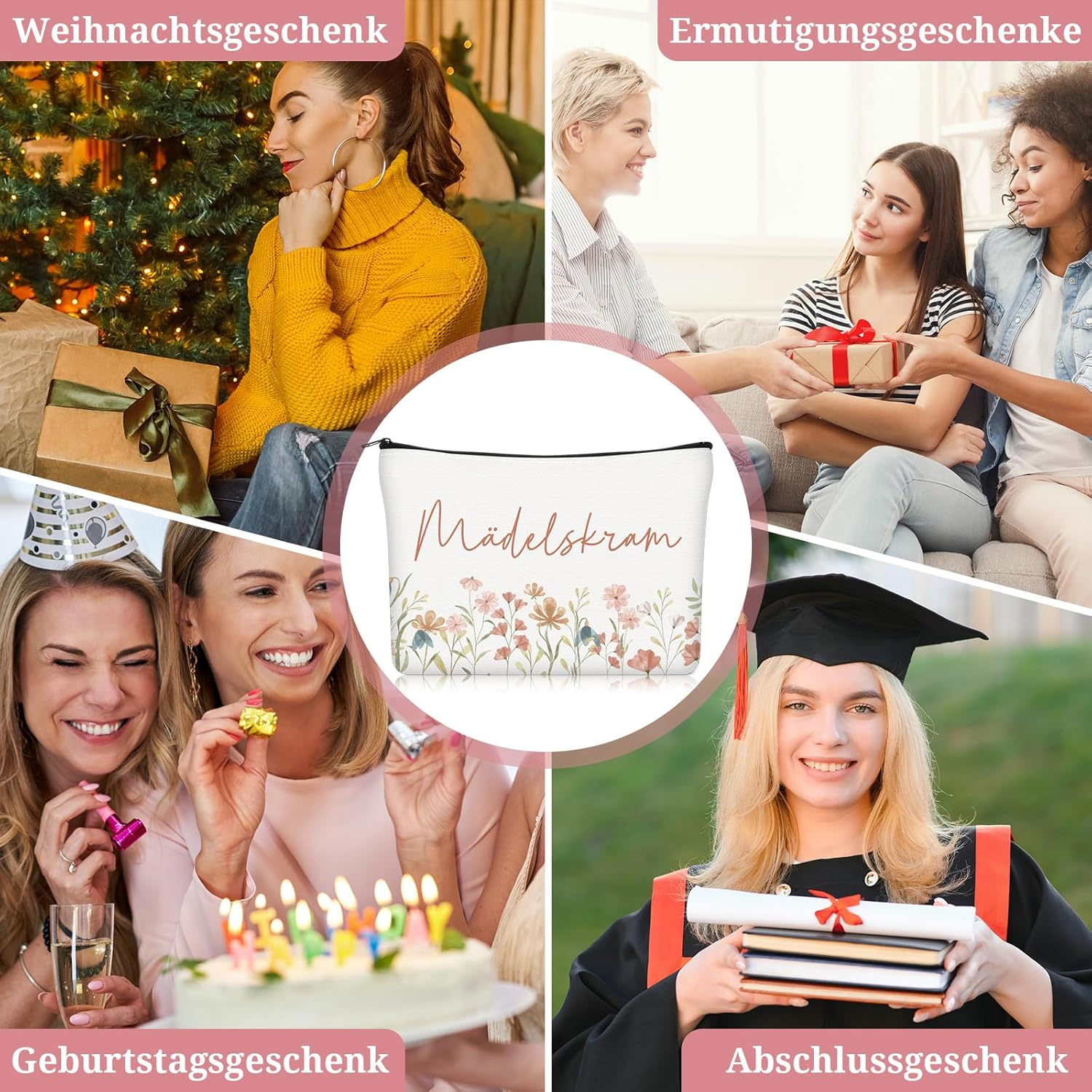 Geiserailie Pack of 3 Cosmetic Bag Small Makeup Bag with Saying Toiletry Bag Makeup Bag with Zip Gift for Women Girlfriend Mum Colleague for Bathroom Backpack Luggage image number 6