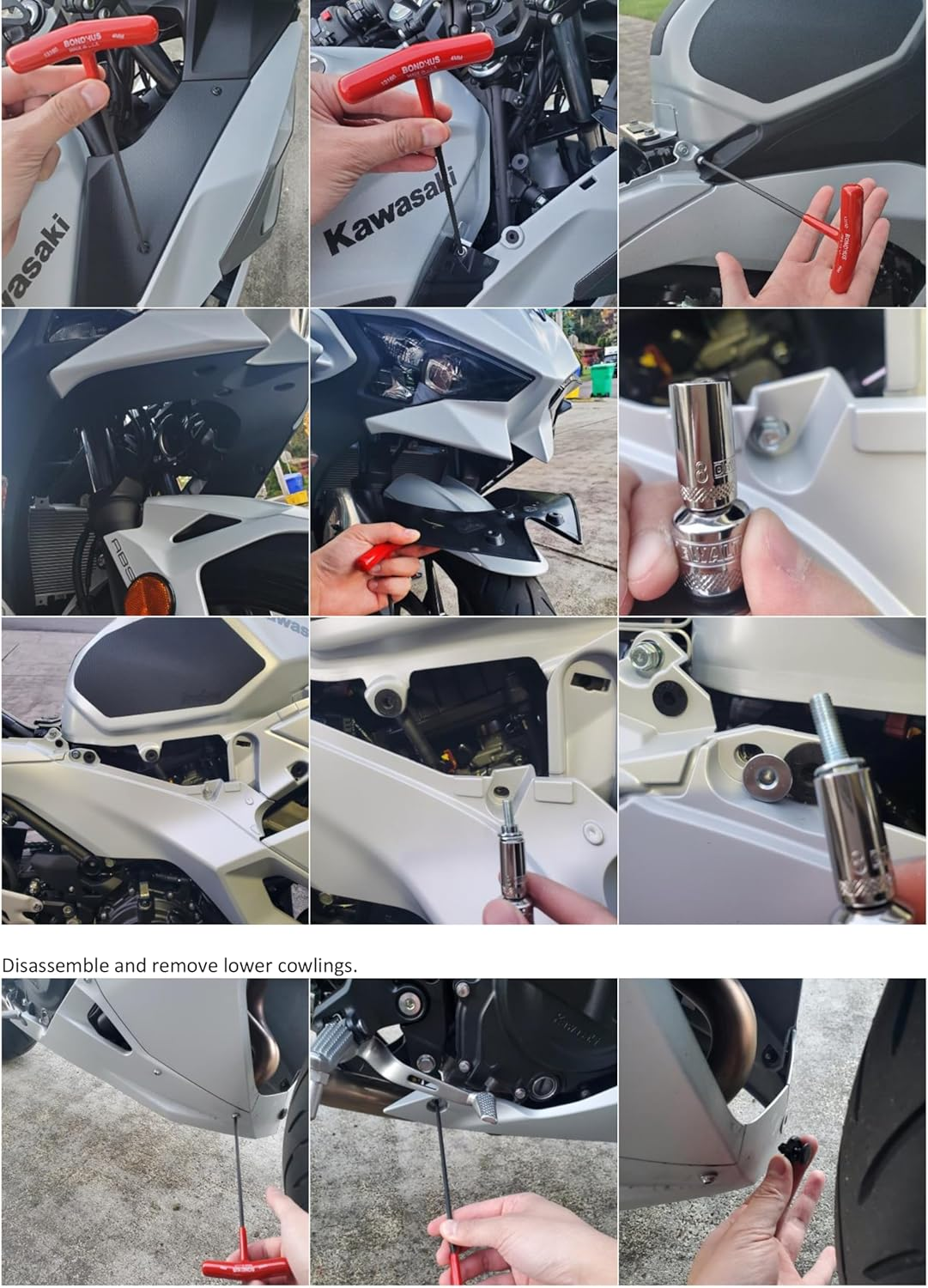 Shogun USA Made Kawasaki Ninja 500 Z500 2024 2025 NO Cut Black Frame Sliders Fits ABS & Non ABS Models - 750-4169 - Instructions Shown in Images image number 3