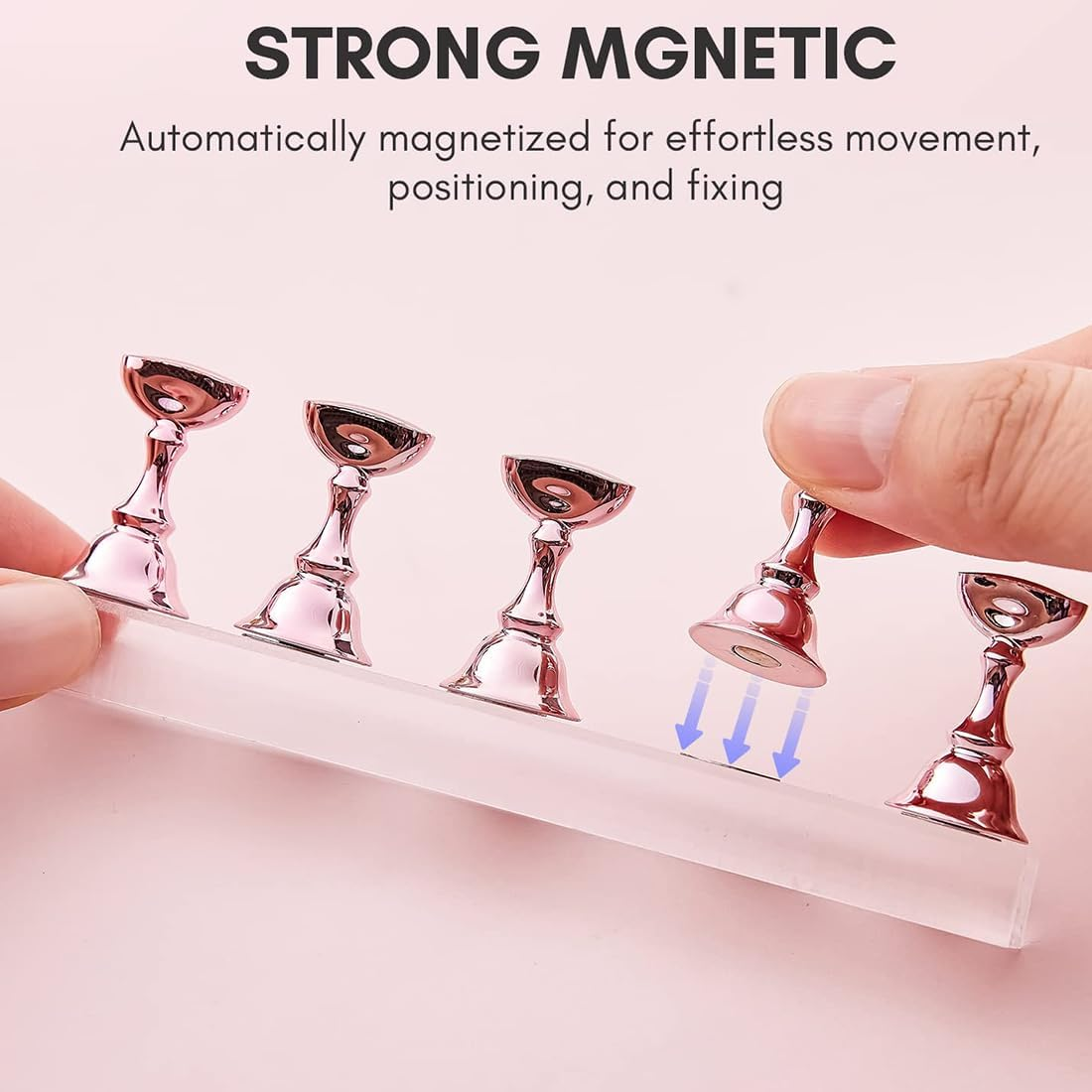 KEMUZ Nail Stand, Nail Accessories, Set of 3, Magnetic Nail Practice Stand with Holder for Nail Tips for Easy Manicure, Practical Manicure Set for Beginners and Professionals at Home or in the Salon