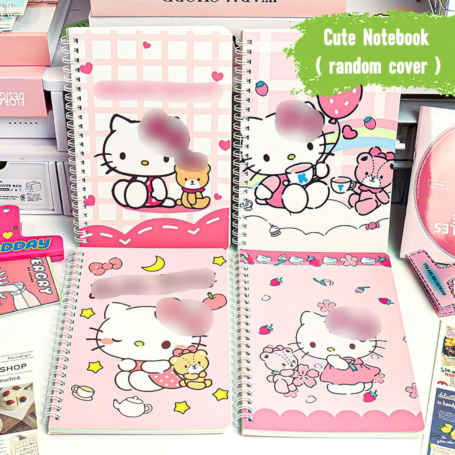 Cute Kitty School Supplies Set - Gel Pens, Journal Notebook, 50 Stickers, Pencil Cse, Kawaii Stationery Set, Back to School Gift, Red Kitty image number 4