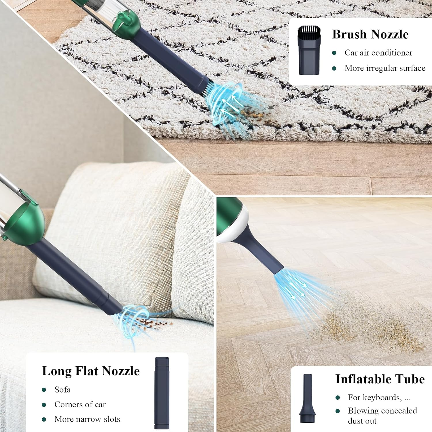 Minthouz 17000Pa Handheld Vacuum - 120W Rechargeable Cordless Car Vacuum Cleaner with LED/SOS Light for Car Home Keyboard image number 6