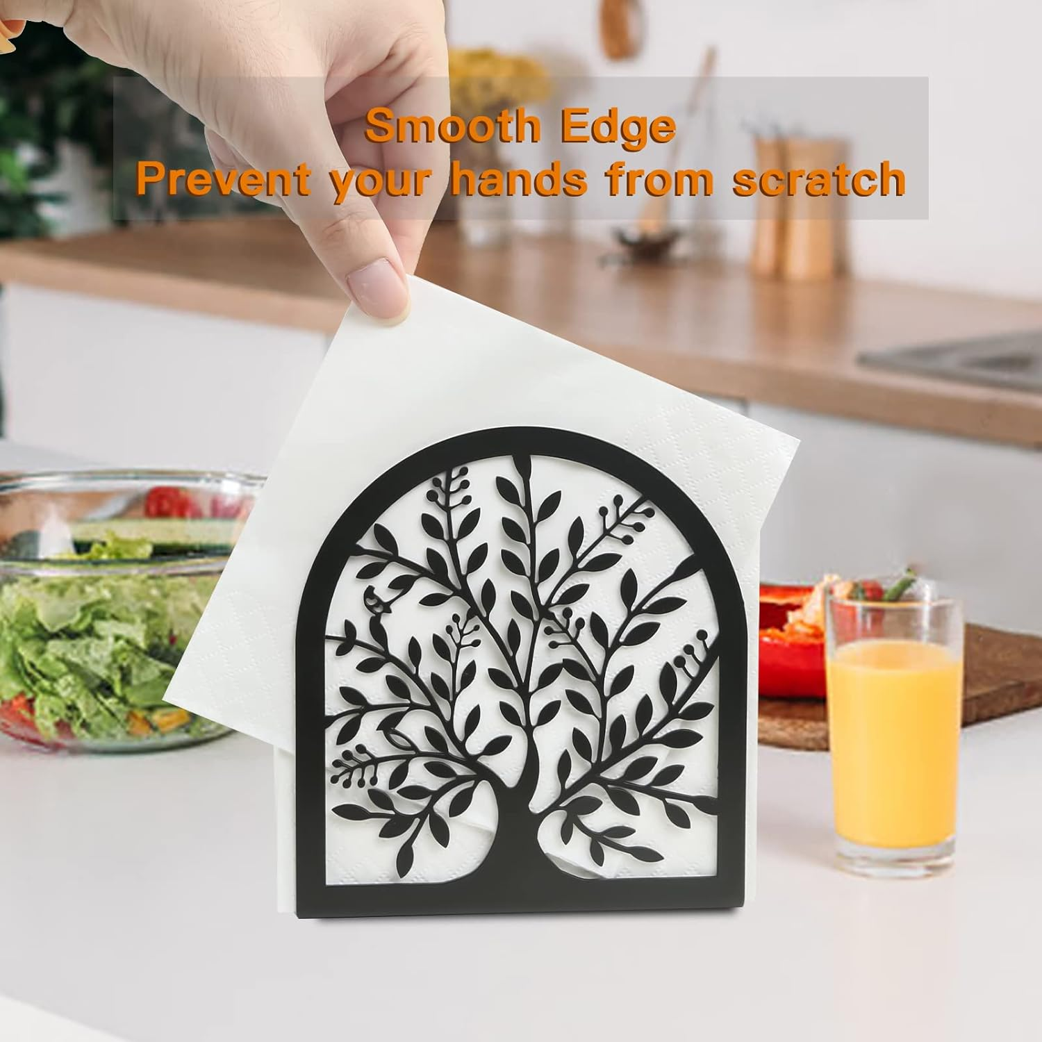 Fobule Napkin Holder for Tables, Vintage Metal Freestanding Tissue Dispenser, Black Cast Iron Vertical Tabletop Paper Napkin Holder Stand for Dinner Home Kitchen Restaurant Picnic Party (Tree of Life) - Tree Of Life image number 5