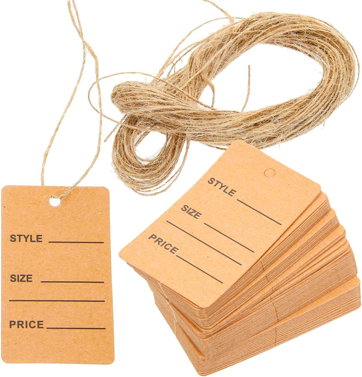 ULTECHNOVO Tags - 200Pcs Hang Tag String, Store Tags Clothing Writable Paper Clothes Size for Clothes Retail Store image number 1