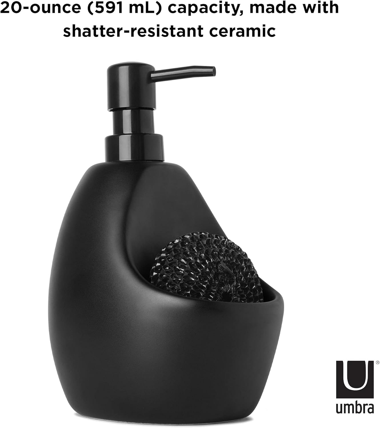 Umbra Joey Kitchen Soap Pump with Scrubby Holder, Black, 24 Pieces image number 6