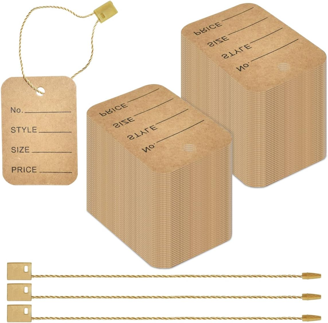 1000 Pcs 7 Inch Hang Tag String and Price Tags, Store Clothing Unstrung Coupon with Nylon String Snap Lock Pin Loop Fastener Hook Ties for Clothes Retail Store (Brown)