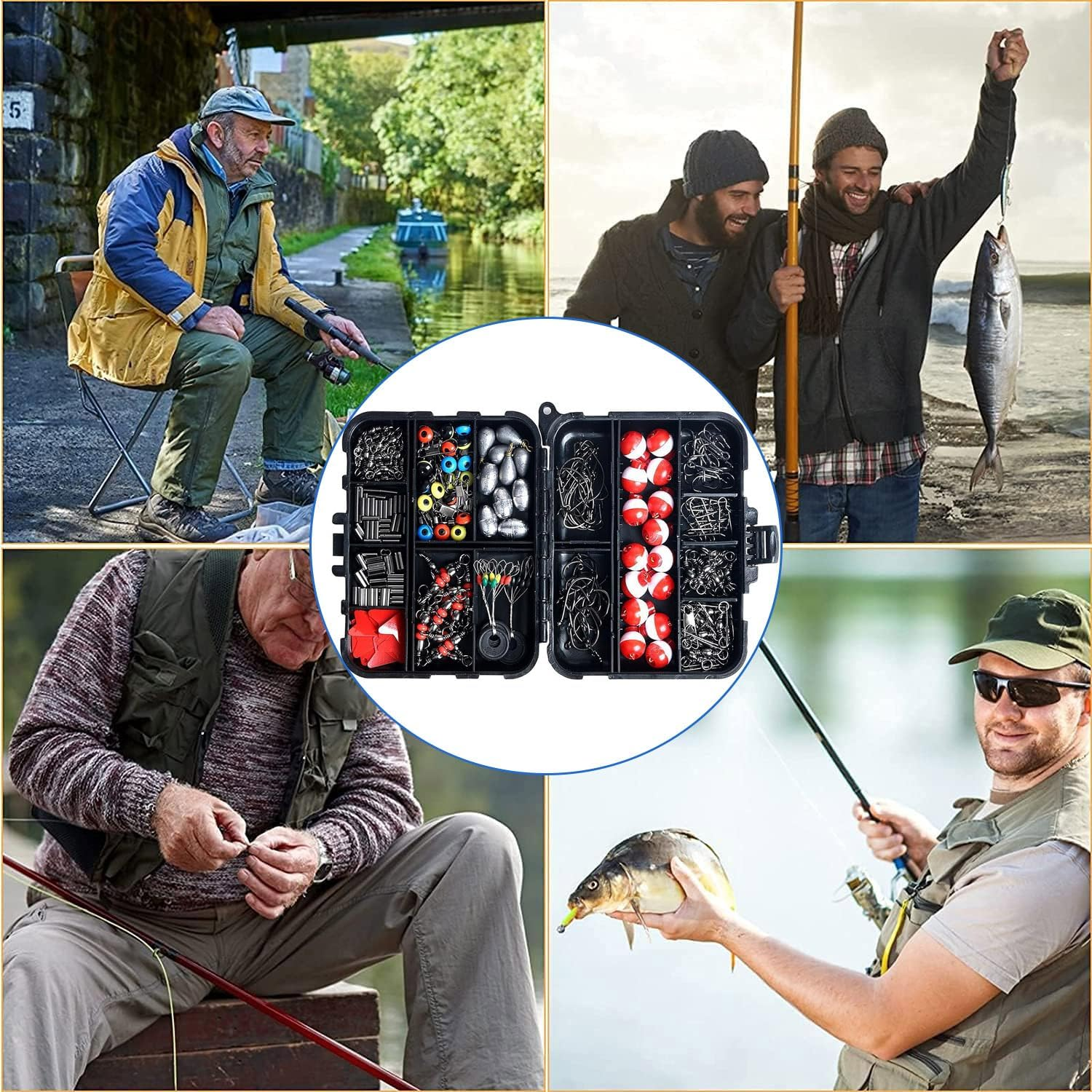 IONPSHG 263Pcs Fishing Accessories Set Fishing Accessories Kit Lure Sea Fishing Rocky Fishing Set with Tackle Box Including Plier Jig Hooks Sinker Weight Swivels Snaps Sinker Slides image number 2