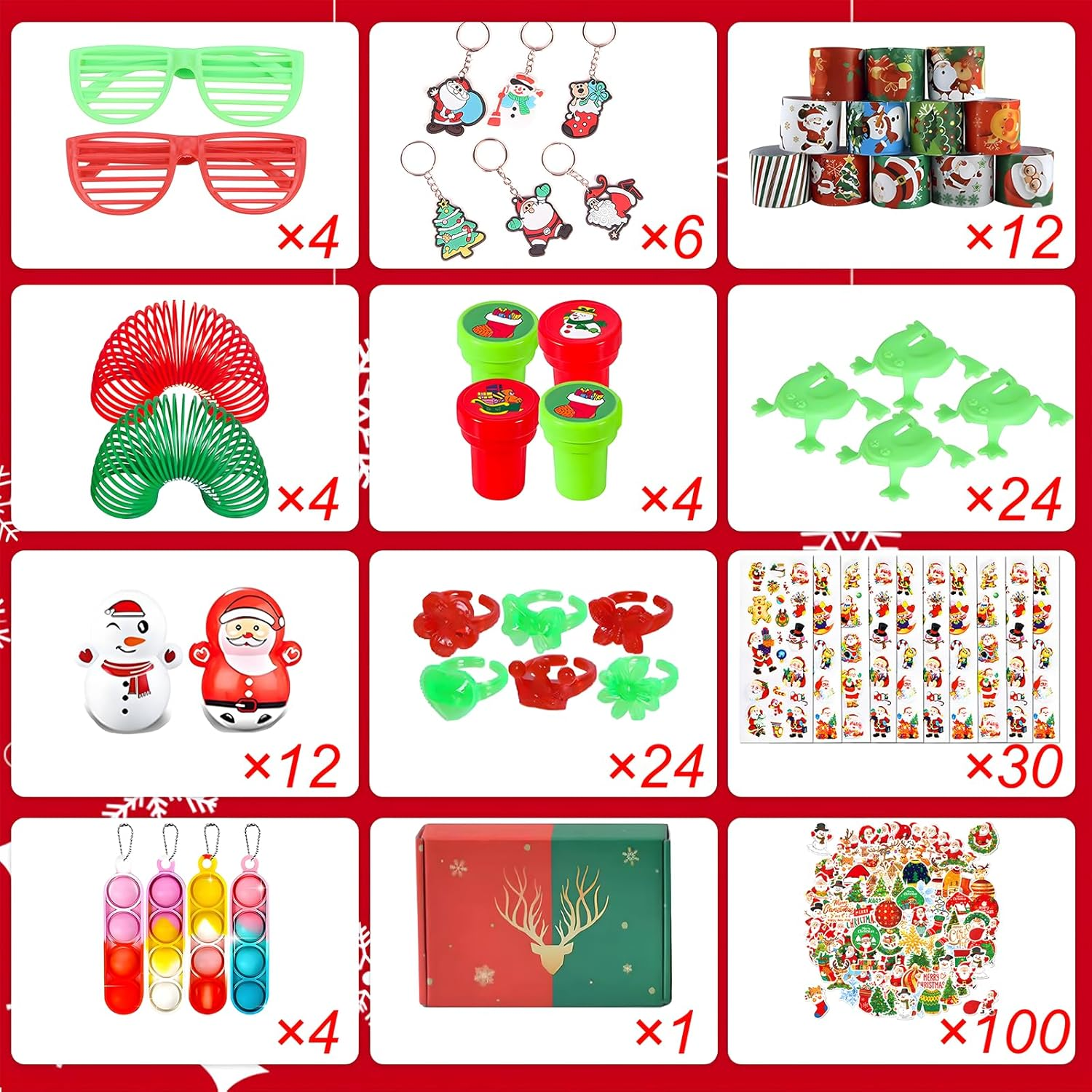 123Pcs Christmas Party Favors Toys for Kids Stocking Stuffers Birthday Party Gifts Carnival Prizes Goodie Bag Pinata Fillers Treasure Box School Classroom Rewards Christmas Theme Toys Bulk image number 3