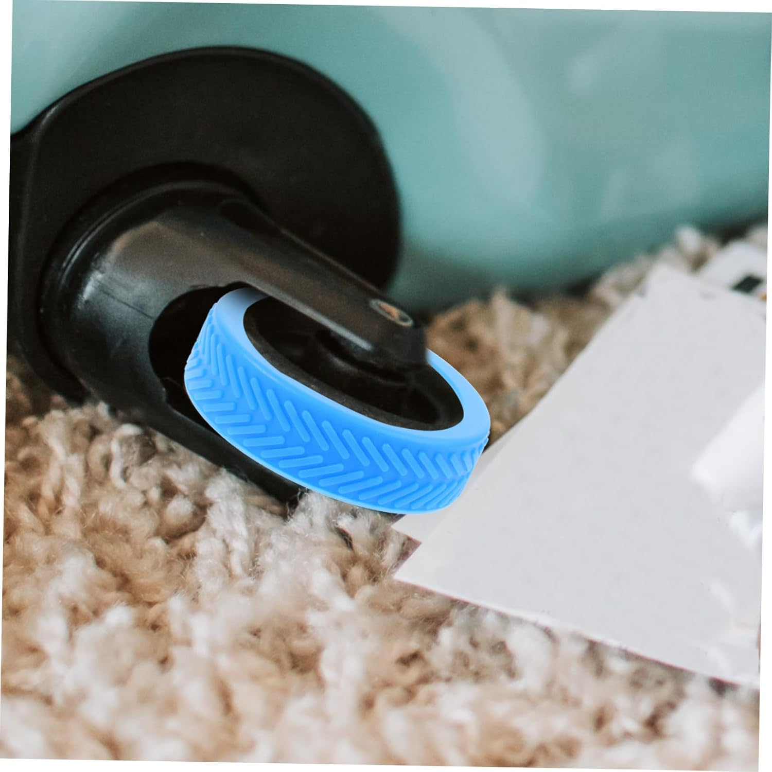 TEMPNAP 8Pcs Silicone Suitcase Wheel Covers Noise-Reducing Luggage Wheel Protectors Floor Protectors for Travel Luggage Caster Blue image number 5