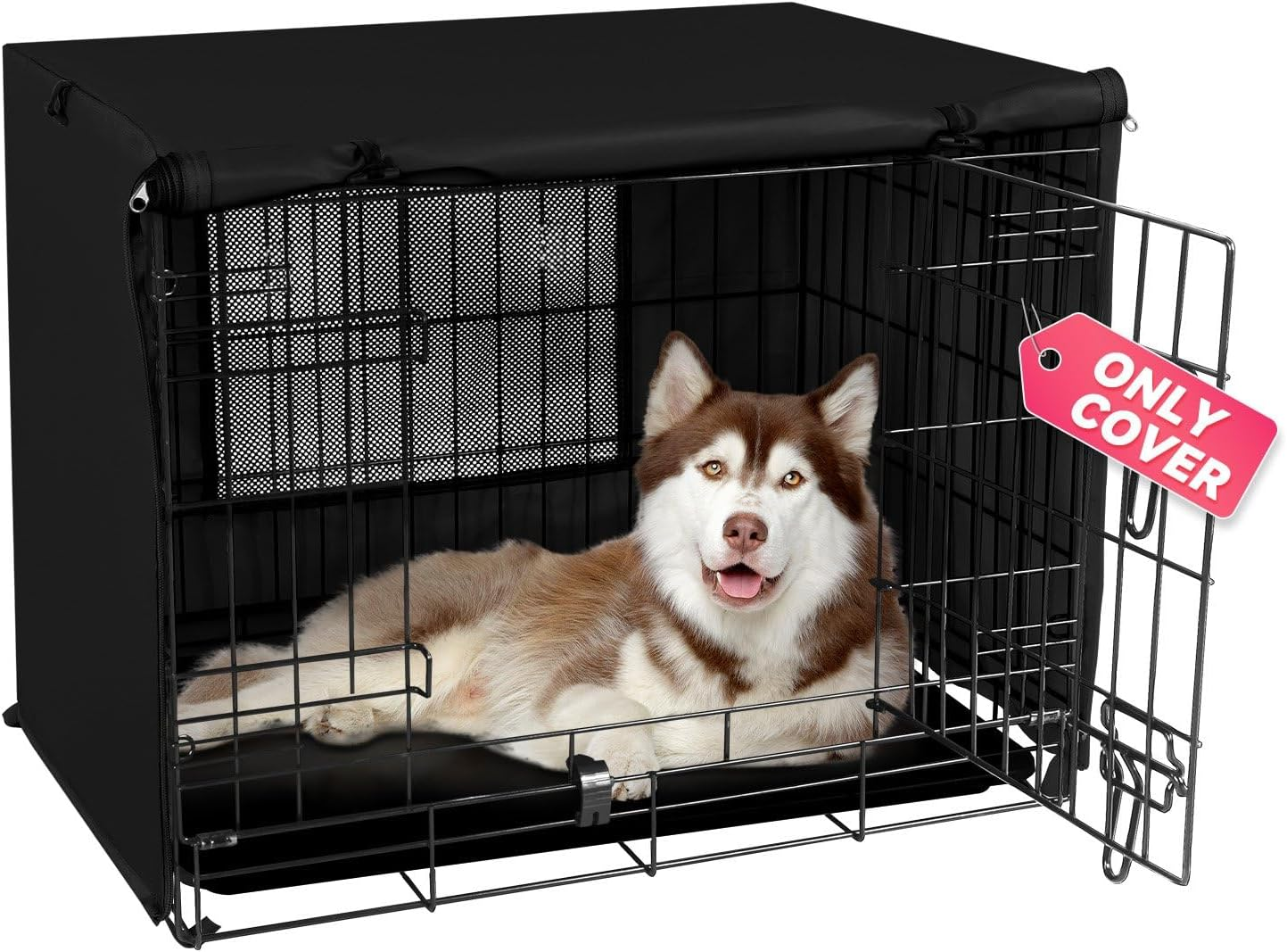 Double Door Dog Crate Cover, Dog Kennel Cover for Metal Dog Crates, Lightweight 600D Polyester Indoor/Outdoor Crate Cover (Fits 24 30 36 42 48 Inches Wire Crate)