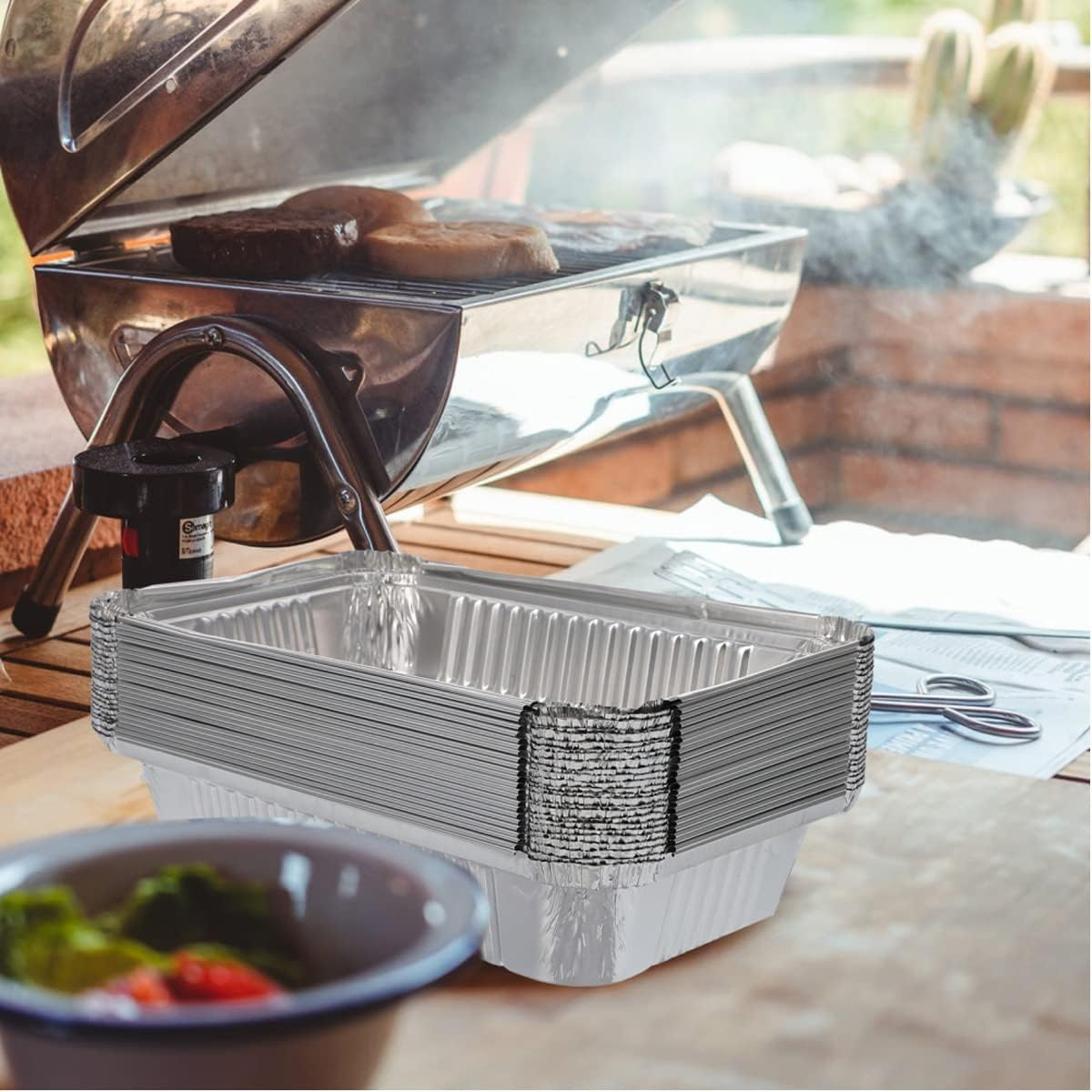 20 Pack Weber Drip Pans Compatible with Spirit, Q, Genesis and Genesis II LX 200 300 Series, Disposable Aluminum Foil BBQ Grease Trays, 8.5 X 6 Inch image number 4