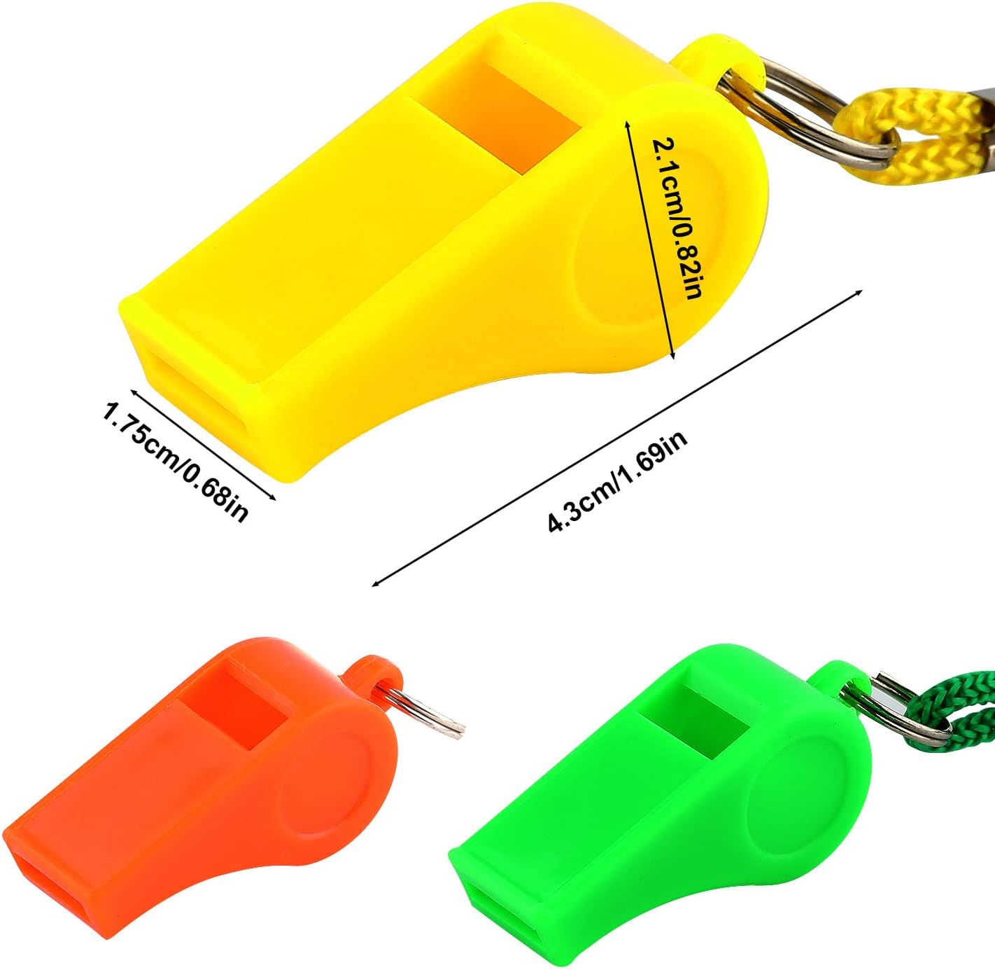 KINBOM 3Pcs Plastic Whistles with Lanyard, Loud Sound Sport Whistle in Training Survival Emergency Sports for Referee Coach Teacher Dog Training image number 6