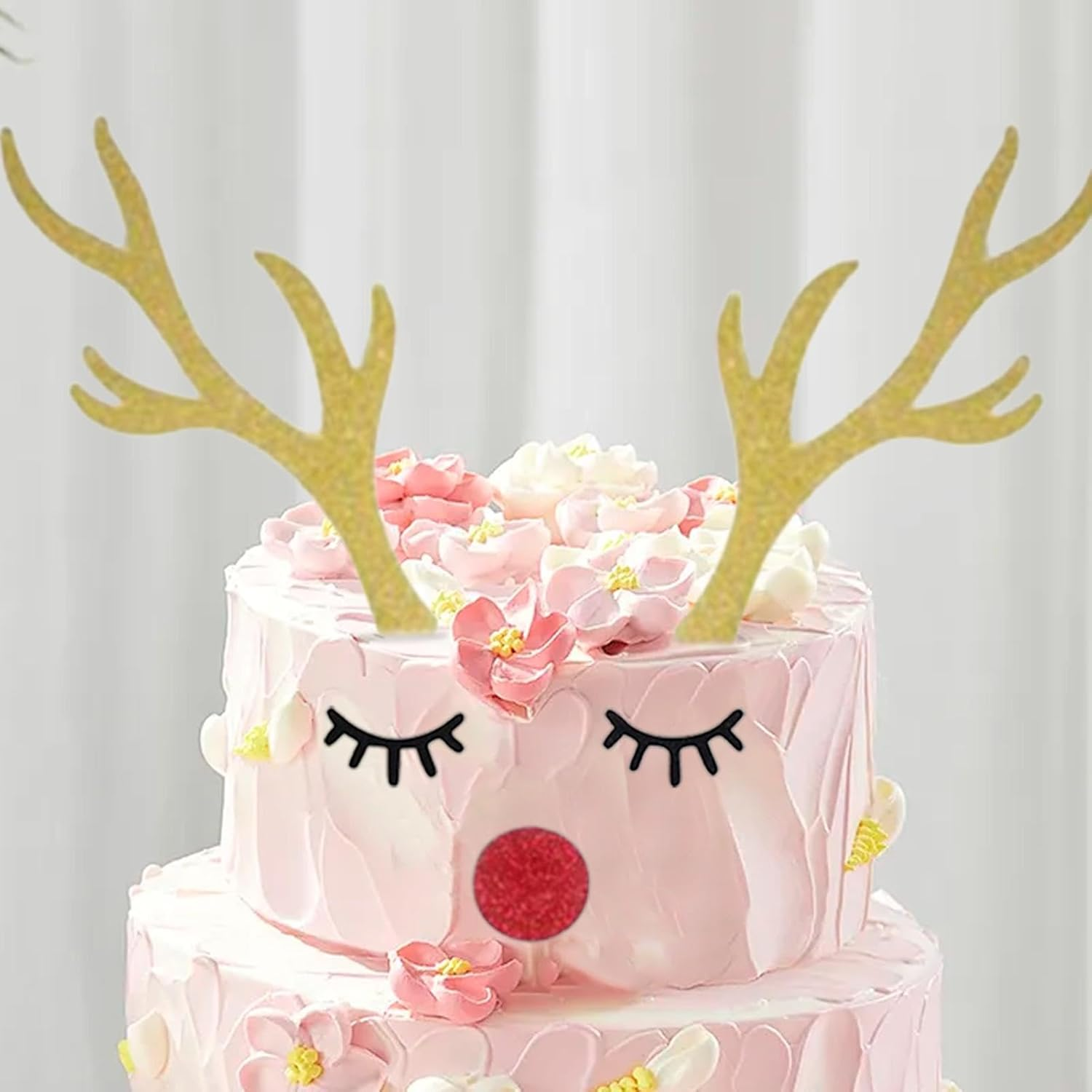 Deer Antler Cake Topper, Cake Decoration Cake Topper Deer Antler Decor, Safe Cake Decorating Supplies Festive for Wedding Birthday image number 3