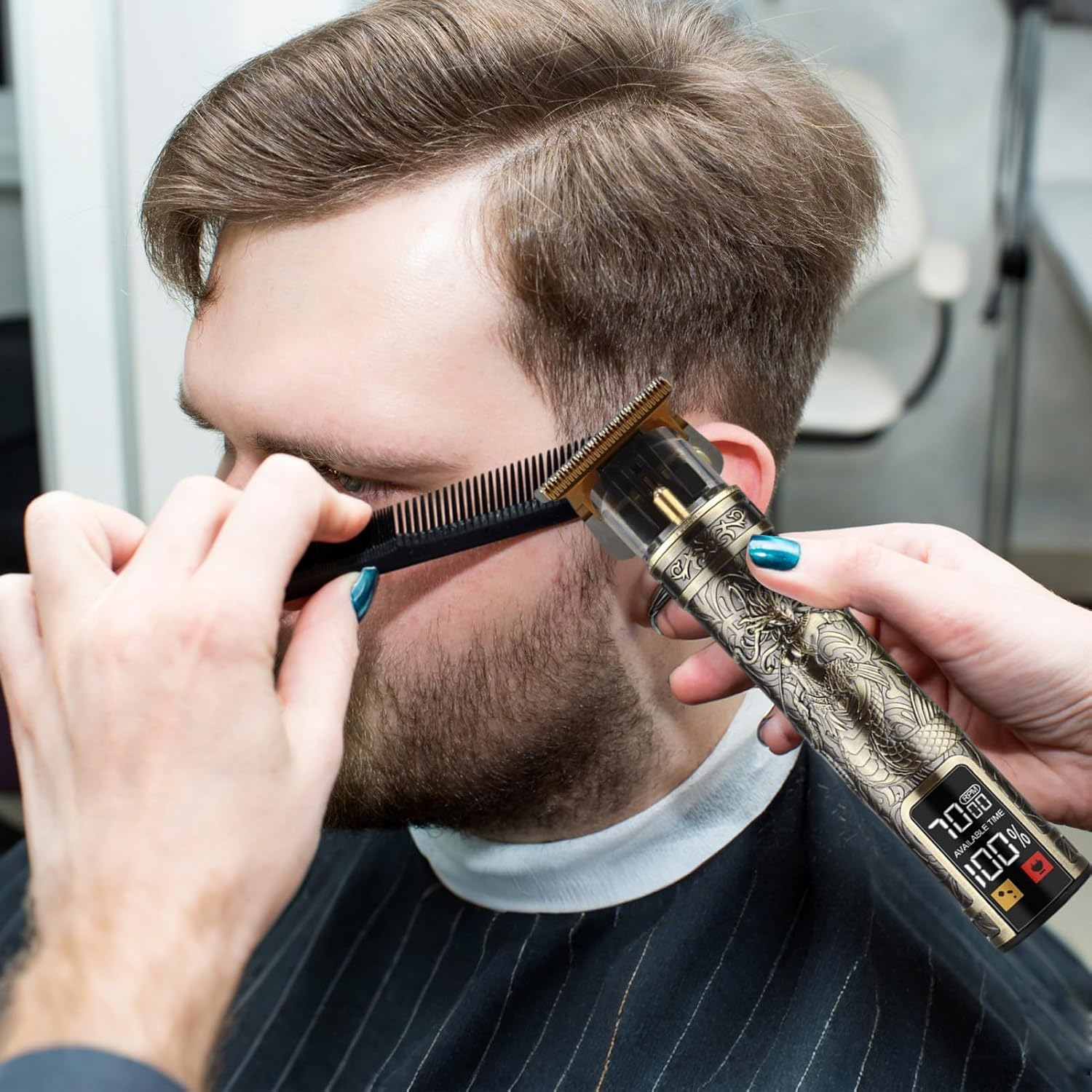 Hair Cutter for Men | Hair Barber Trimmer for Men with Guide Combs,Cordless Haircut Machine Grooming Kit for Father Barber Son Boyfriend image number 5