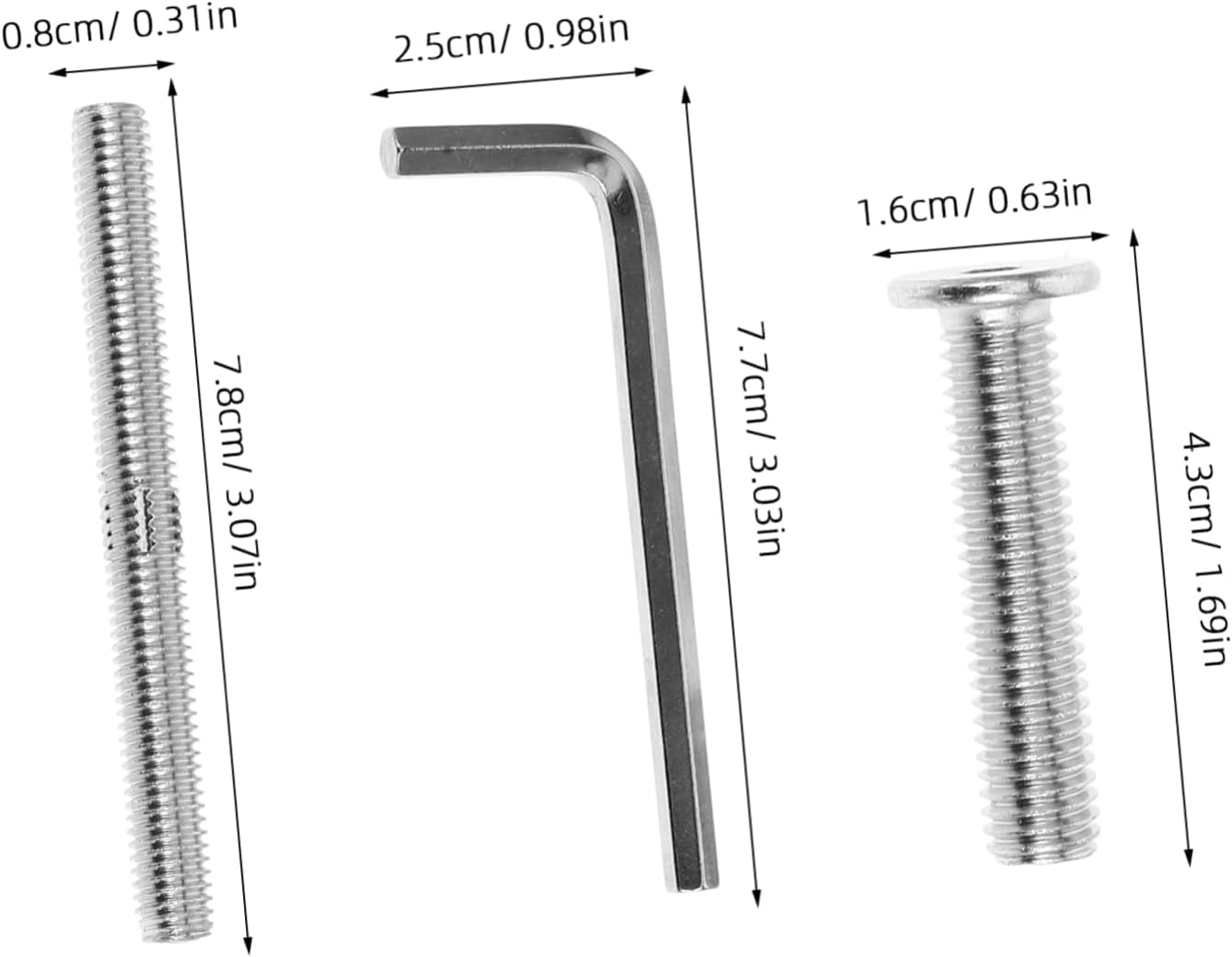 Alasum Cat Scratching Post Replacement Parts Screws Set with Double End Threaded Bolts, Flat Head Bolts, and Allen Key, M8 X 10Mm 8Mm Hardware for DIY Cat Furniture Assembly image number 5