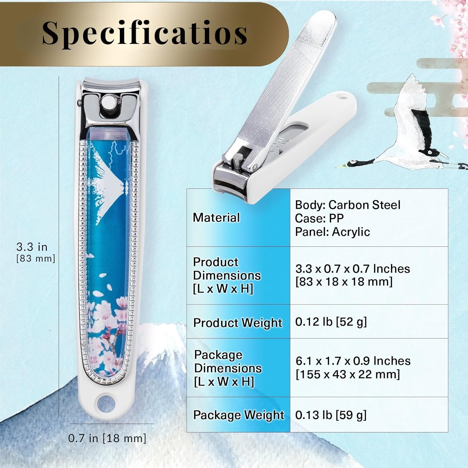 Wablade Steel Nail Clippers Fingernail and Toenail Curved Blade Made in Seki Japan (Mt.Fuji) - Maiko image number 3