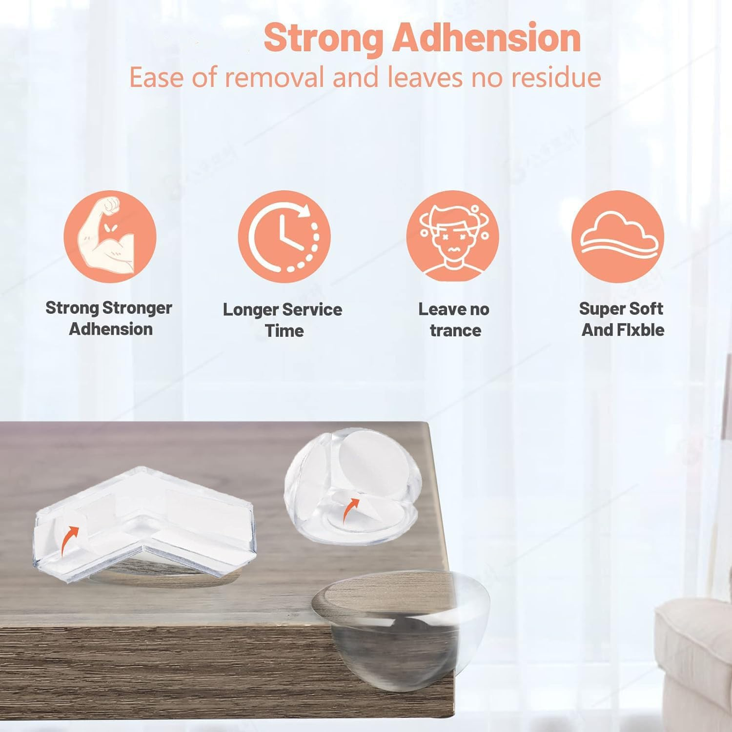 WENPENG Baby Corner Protector, Clear Corner Protectors for Furniture Corner Protectors Corner Guards Baby Proof Corner Covers Baby Safety (12 PCS (6 round + 6 L-Shpae)) image number 6