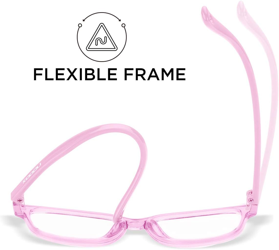 2 Pack Blue Light Blocking Glasses for Kids Ages 3-10, Computer Video Gaming Bluelight Blocker Glasses for Girls & Boys, anti Blue Light & Eyestrain & Headache (Pink+ Purple) image number 1