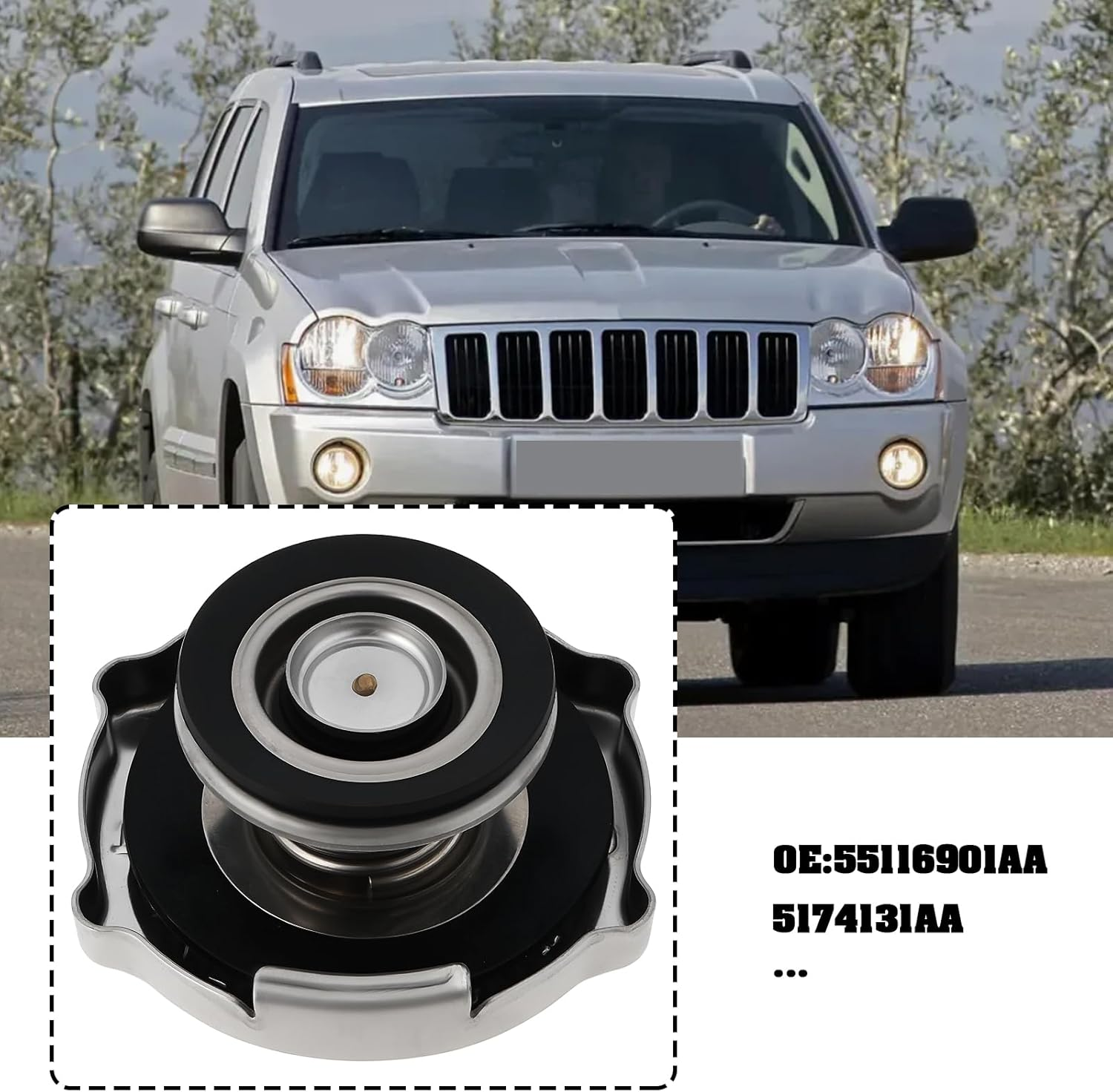 Car Radiator Cap 55116901AA 5174131AA Compatible with Wrangler 1997-2007 Compatible with Jeep TJ1997-2006 image number 5