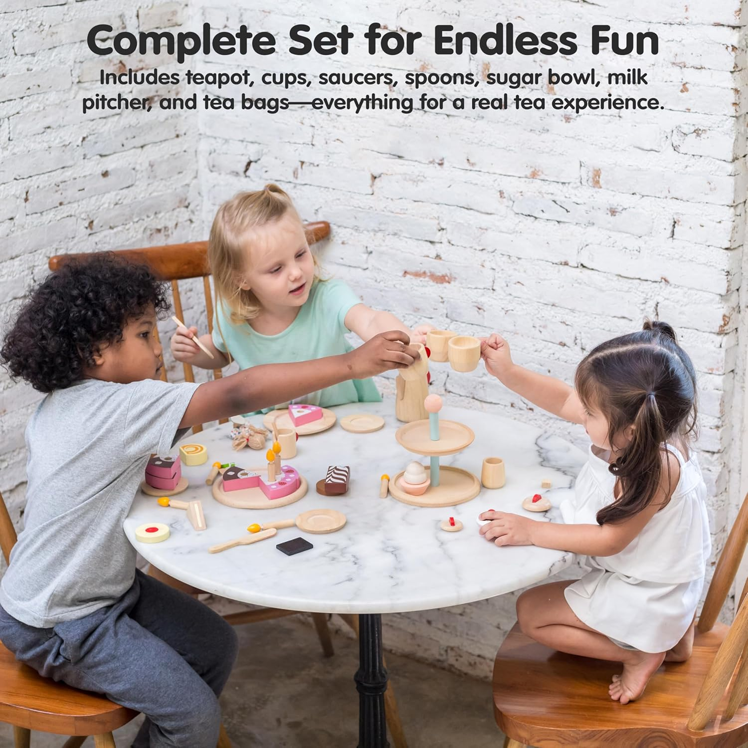 Plan Toy Tea Set(Solid Wood Version) image number 4