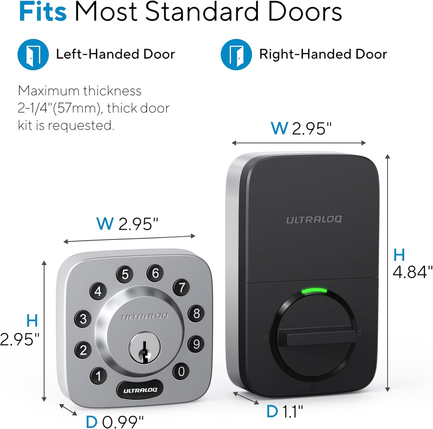 ULTRALOQ Smart Lock U-Bolt (Satin Nickel), 5-In-1 Keyless Entry Door Lock with Bluetooth and Keypad, Smart Door Lock Front Door, Non-Fingerprint Deadbolt Lock Edition image number 5