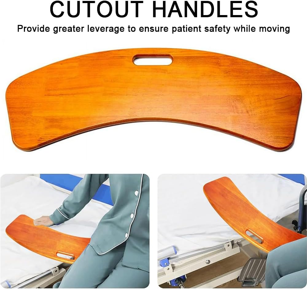 Slide Transfer Board, Curved Patient Seat Transfer Slide Board, Wooden Slide Assist Device for Transferring Patient or Handicap from Wheelchair to Bed, Couch, Toilet, Car image number 4