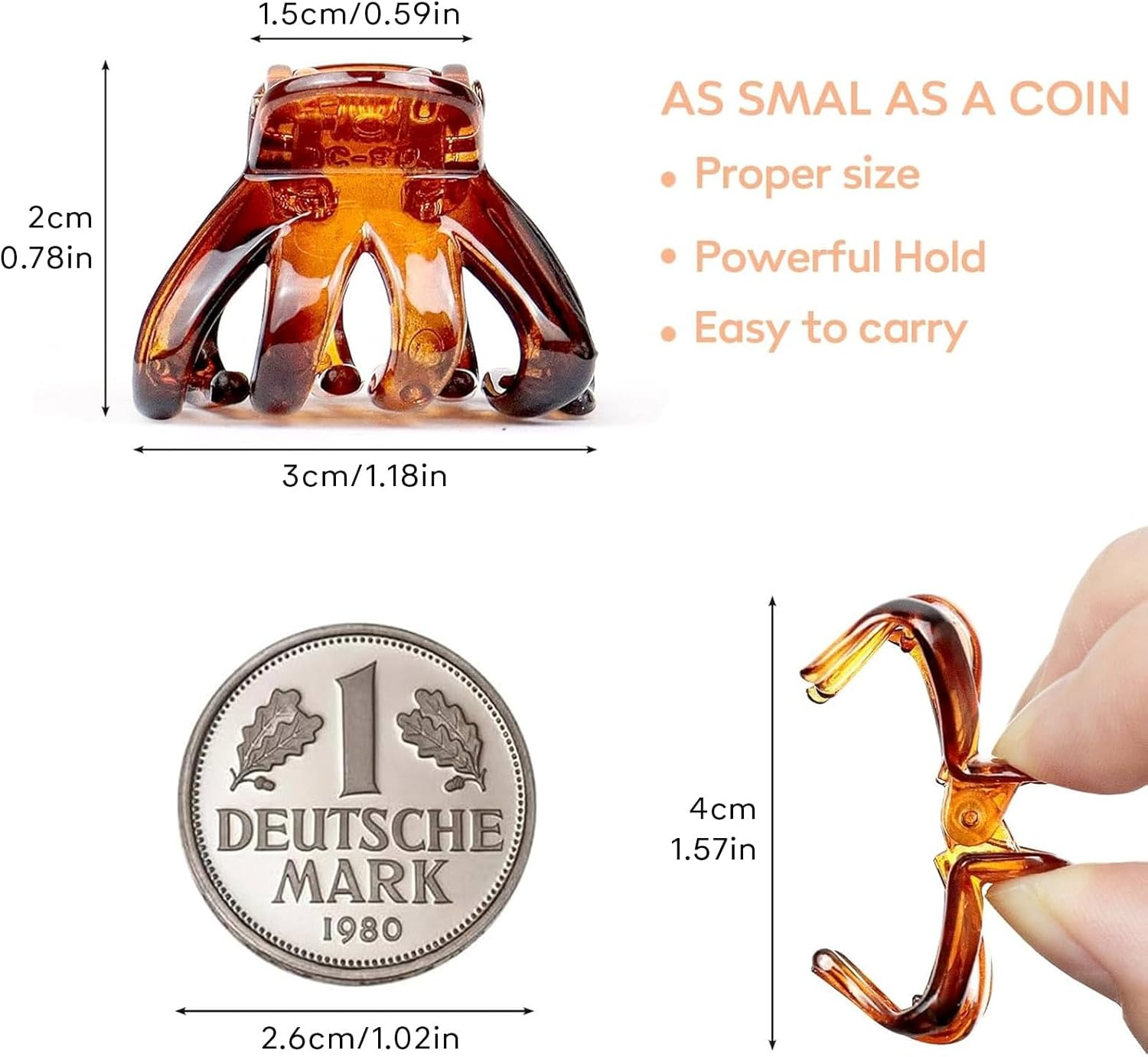 PROPOG 15 Pcs Small Claw Clips, Octopus Claw Hair Clips for Fine Short Hair Mini Hair Grips 3Cm Non Slip Claw Grips for Women Girls Hairstyling Accessories