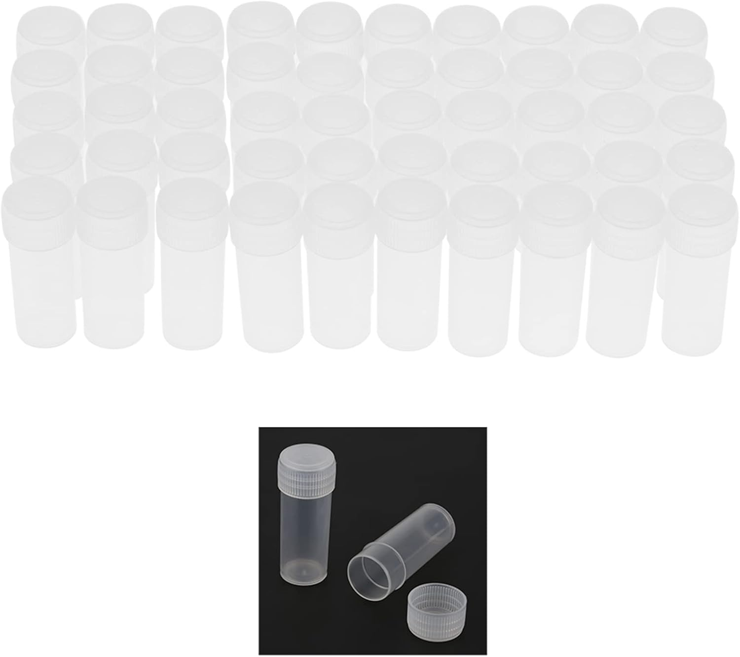 5Ml Volume Plastic Sample Bottles, Vial Storage Tube Bottles Translucent Bottle Vials Test Tubes with Screw Caps for Shampoo Lotions Emollient Water Shower Gel Emulsion Toiletry Labs image number 4