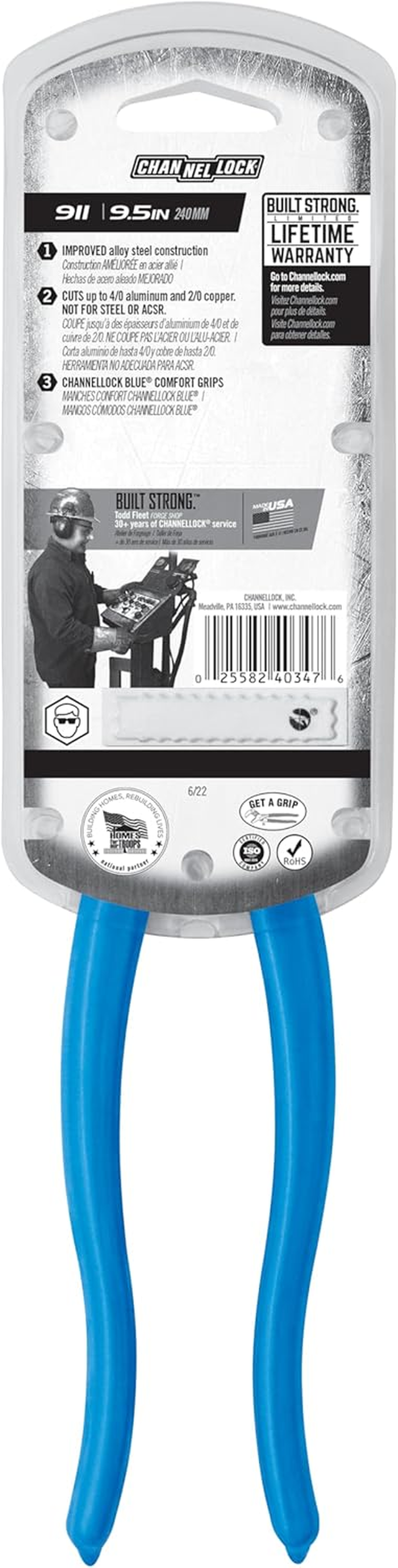 Channellock 911 9.5-Inch Cable Cutter | Ideal for Cutting Coaxial Cable, Aluminum and Copper Cabling | Pliers Forged from High Alloy Steel | Made in the USA image number 5