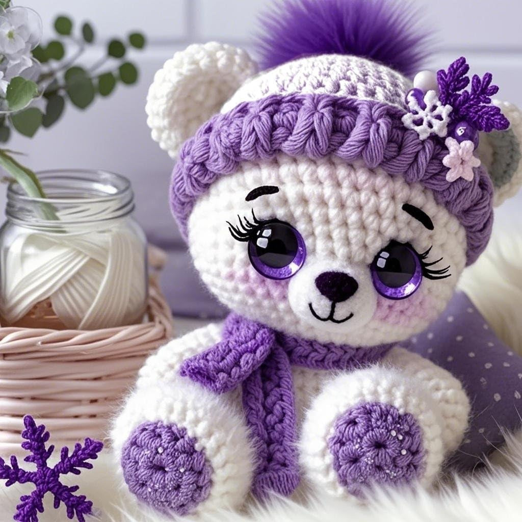 Complete Crochet Kits for Beginners, Bear Crochet Kit, Include Video Tutorial, Crochet Kit, Beginners for Adults（Purple）
