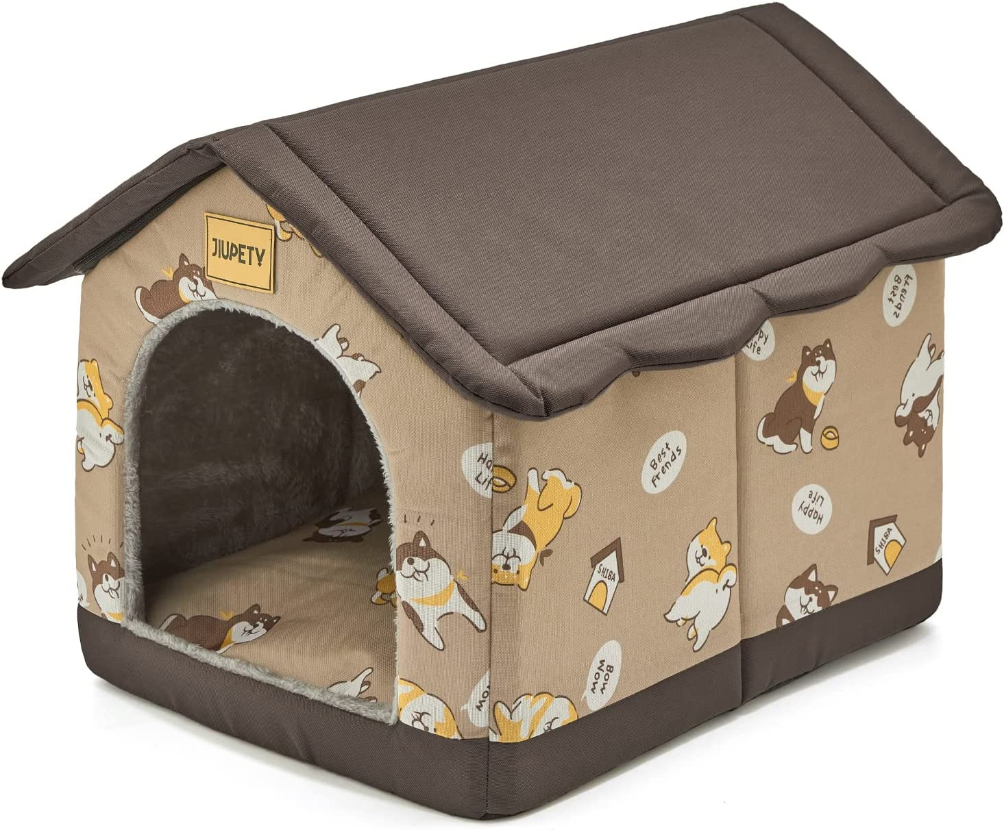 Jiupety Cozy Pet Bed House, Indoor/Outdoor Pet House, L Size for Cat and Medium Dog, Warm Cave Sleeping Nest Bed for Cats and Dogs, Gray image number 6