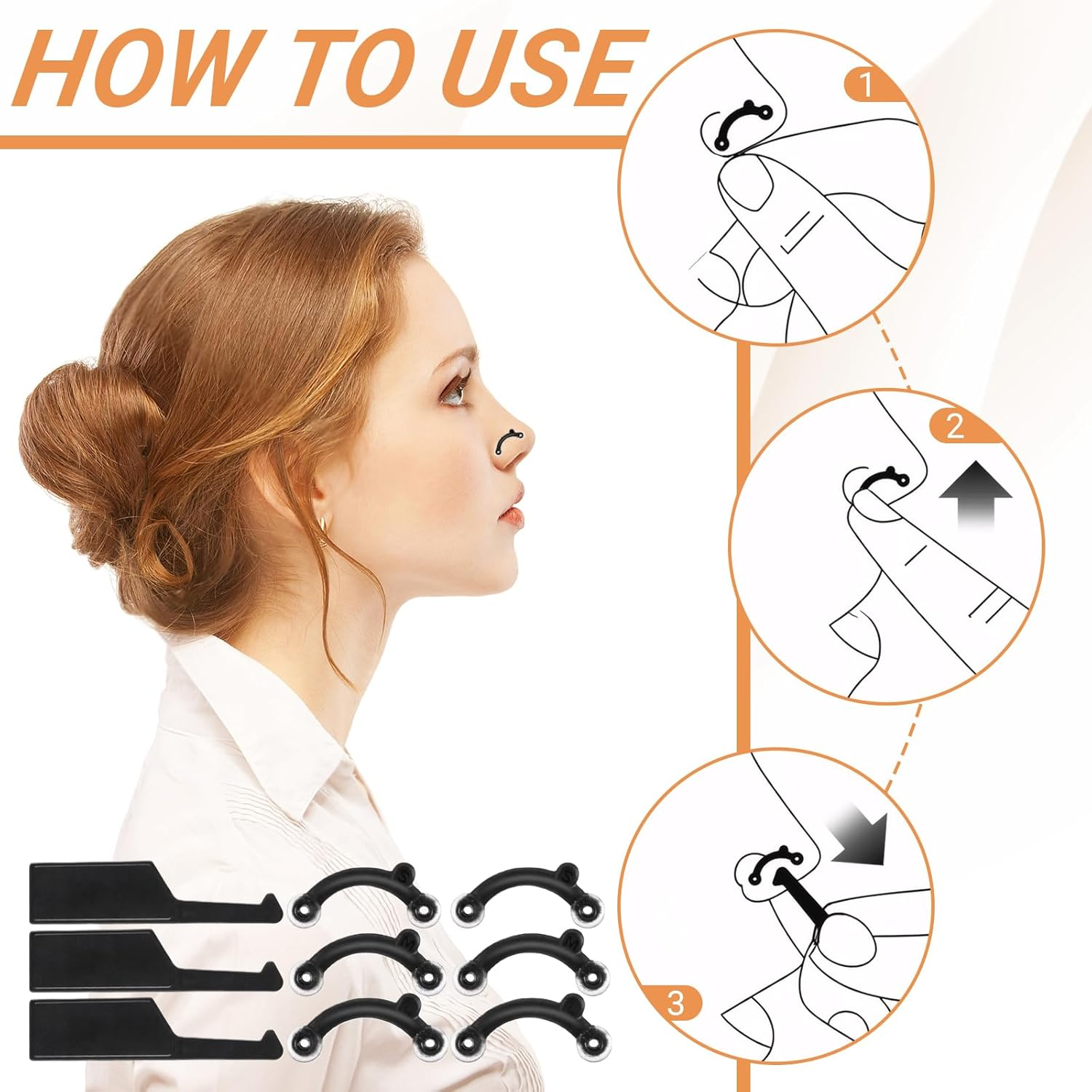 5 Pcs Nose Lifter - Nose Shaper Clip ＆ Instant Nose Lift Kit, Painless Straightening Beauty Tool Kit for Women/Men (Black, Clear)