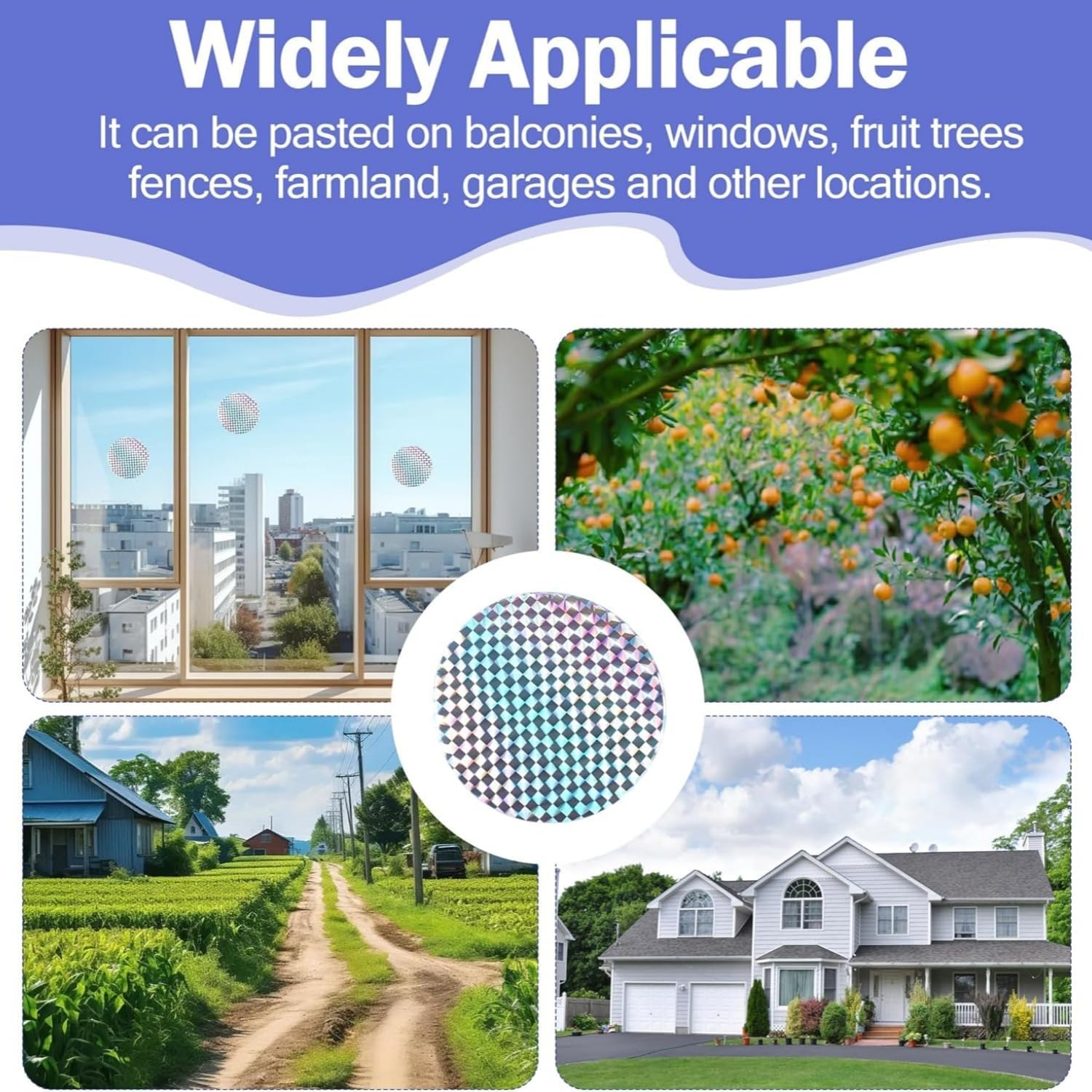 60 Pcs Reflective Window Tint Bird Deterrents,Anti-Collision Window Stickers, Bird Film Bird Deterrent Spikes Reflective Discs(75 Mm) image number 1