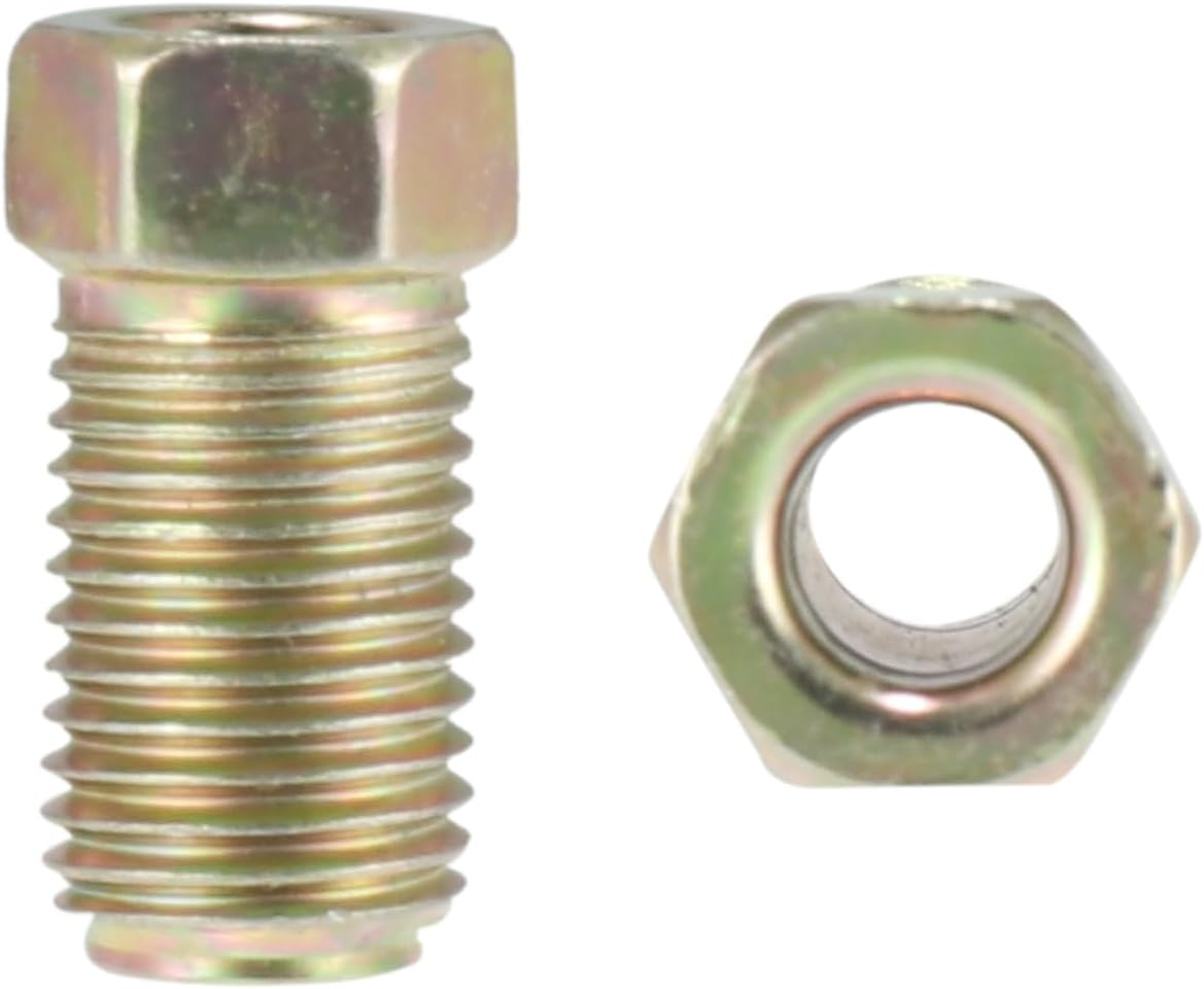 X AUTOHAUX 10Pcs 3/8 Inch-24 Threads Brake Line Extension Nut Fittings for 3/16" Steel Brake Line Tubing for Car