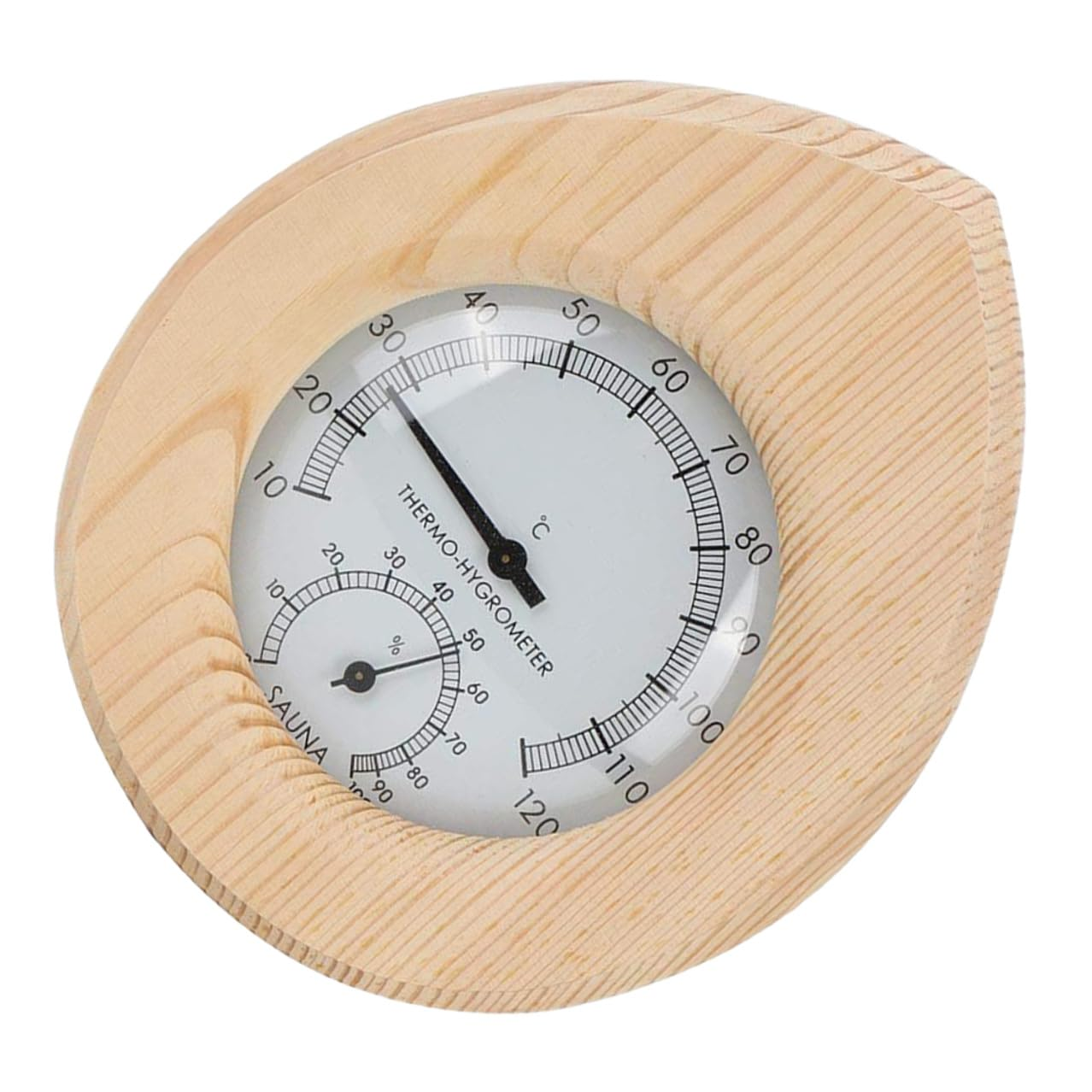 COHEALI Sauna Hygrothermograph Indoor Outdoor Temperature Humidity Gauge with Scale Hanging Design Wood Copper Abs for Sauna Rooms Nursery Garden image number 1