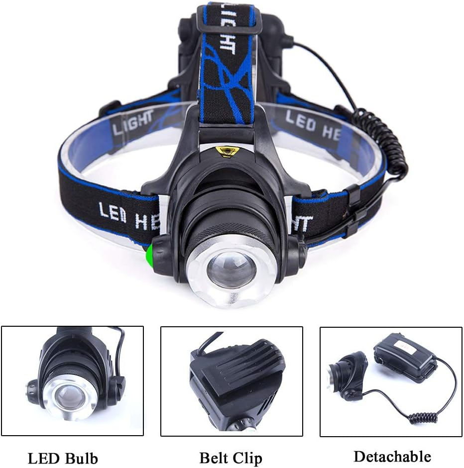 Hunting Red Light Headlamp Zoomable LED Headlight with 3 Lighting Mode and Water Resistant for Running Camping Hiking Reading. image number 2