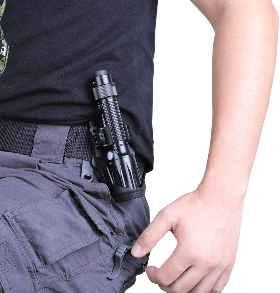 Nextorch V5 Tactical Torch Pouch Holder, 360 Degree Rotation Adjustable Flashlight Holster for Belt with Lever Side Lock System for 1"-1.25" Diameter Flashlight, Black image number 4