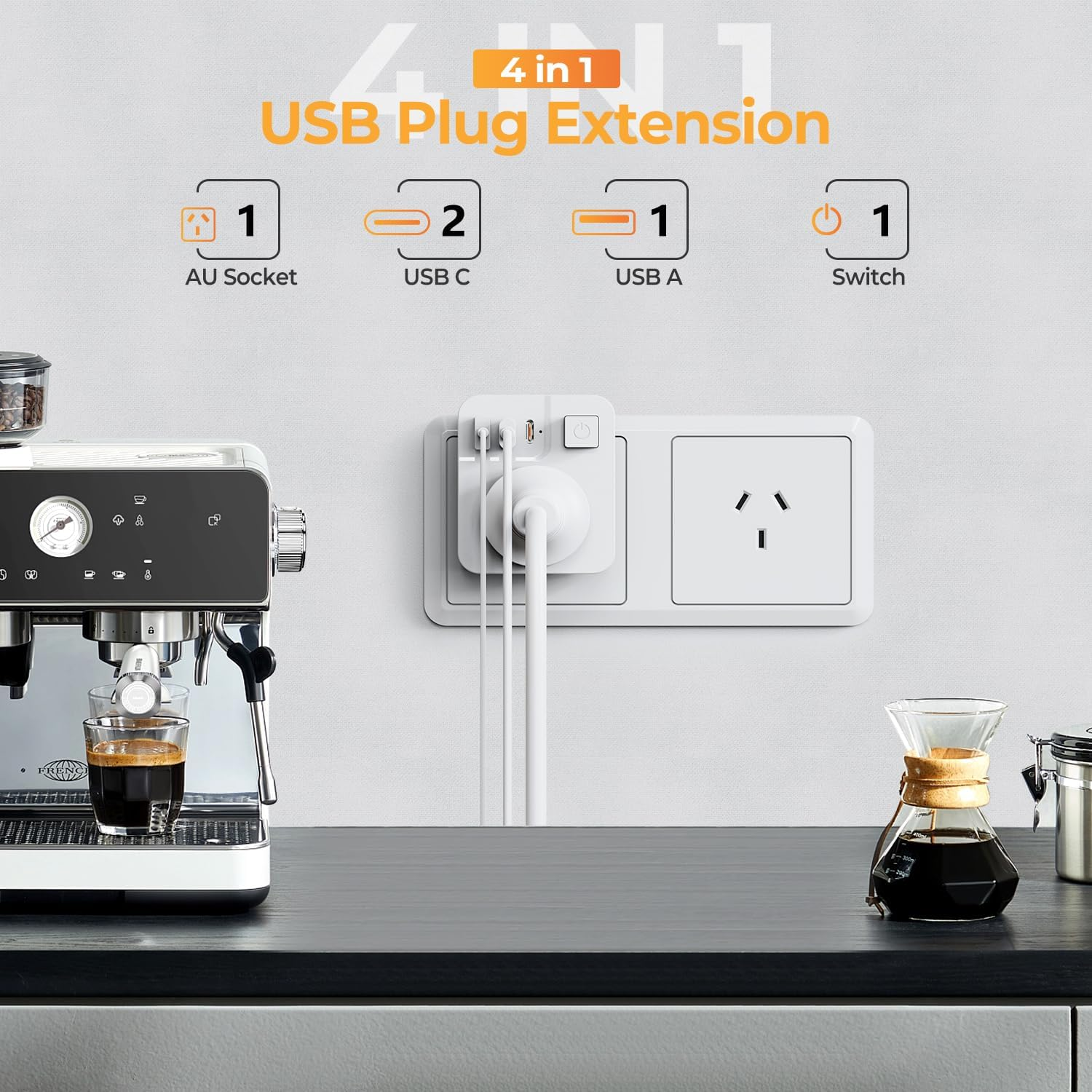 Power Board with USB C, THUNIX Power Strip with Switch Plug Extension(2 USB C, 1 A) with No Extension Cord, Travel Power Plug, Cruise Ship Approved for Travel,Home,Office,Bedroom(Type I) image number 5