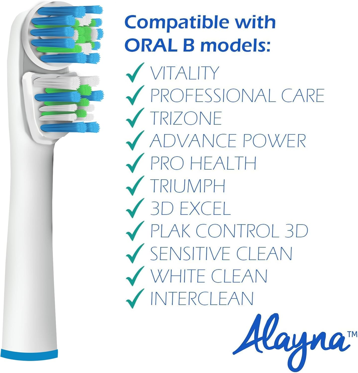 Replacement Brush Heads Compatible with Oralb Braun- Best Double Clean, Pack of 12 Electric Toothbrush Replacement Heads- for Oral B Pro, 1000, 8000, 9000, Sonic, Adults, Kids, Vitality, Dual Plus! image number 1